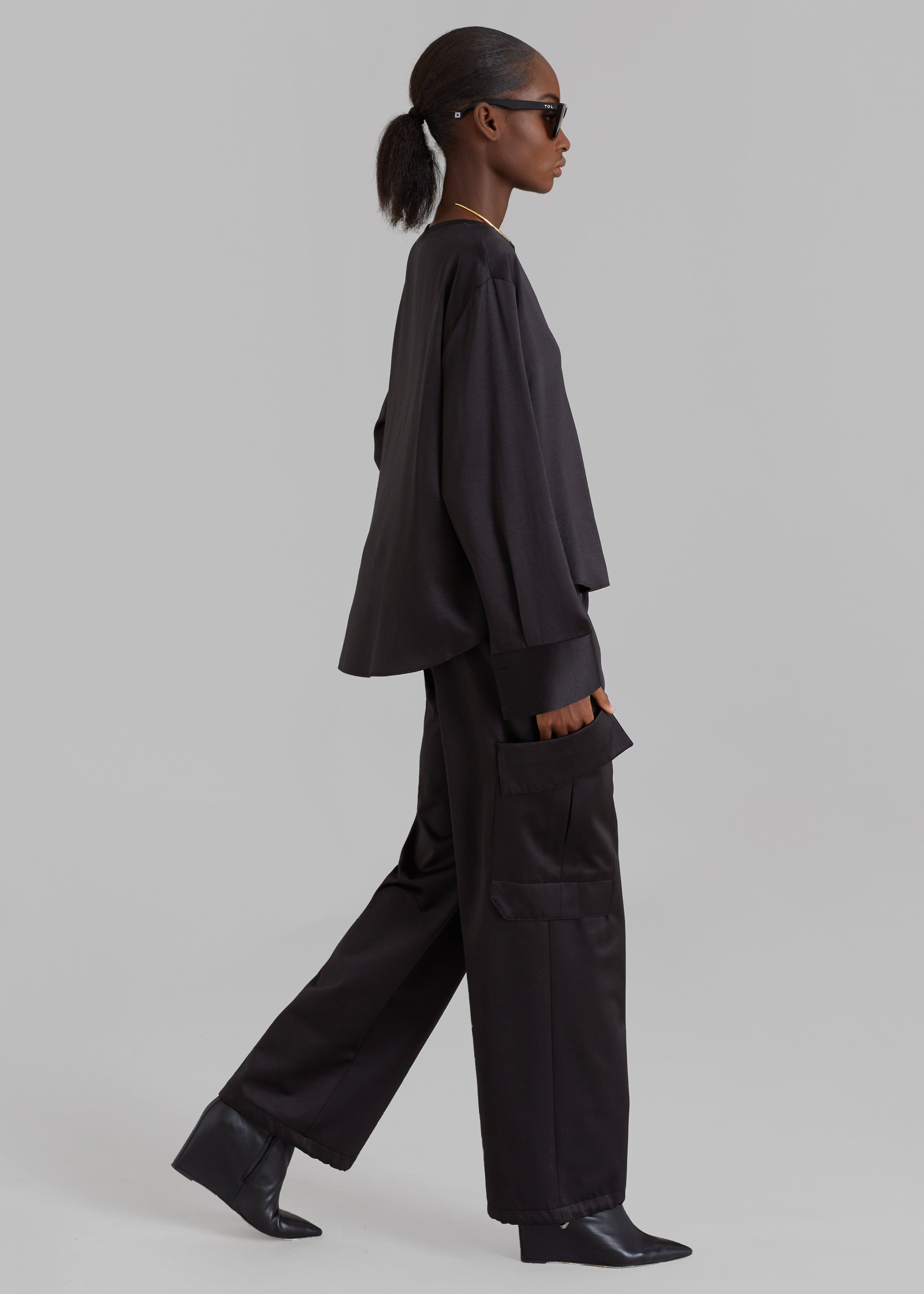 Kemp Silky Cargo Pants - Black sold by Frankie Shop