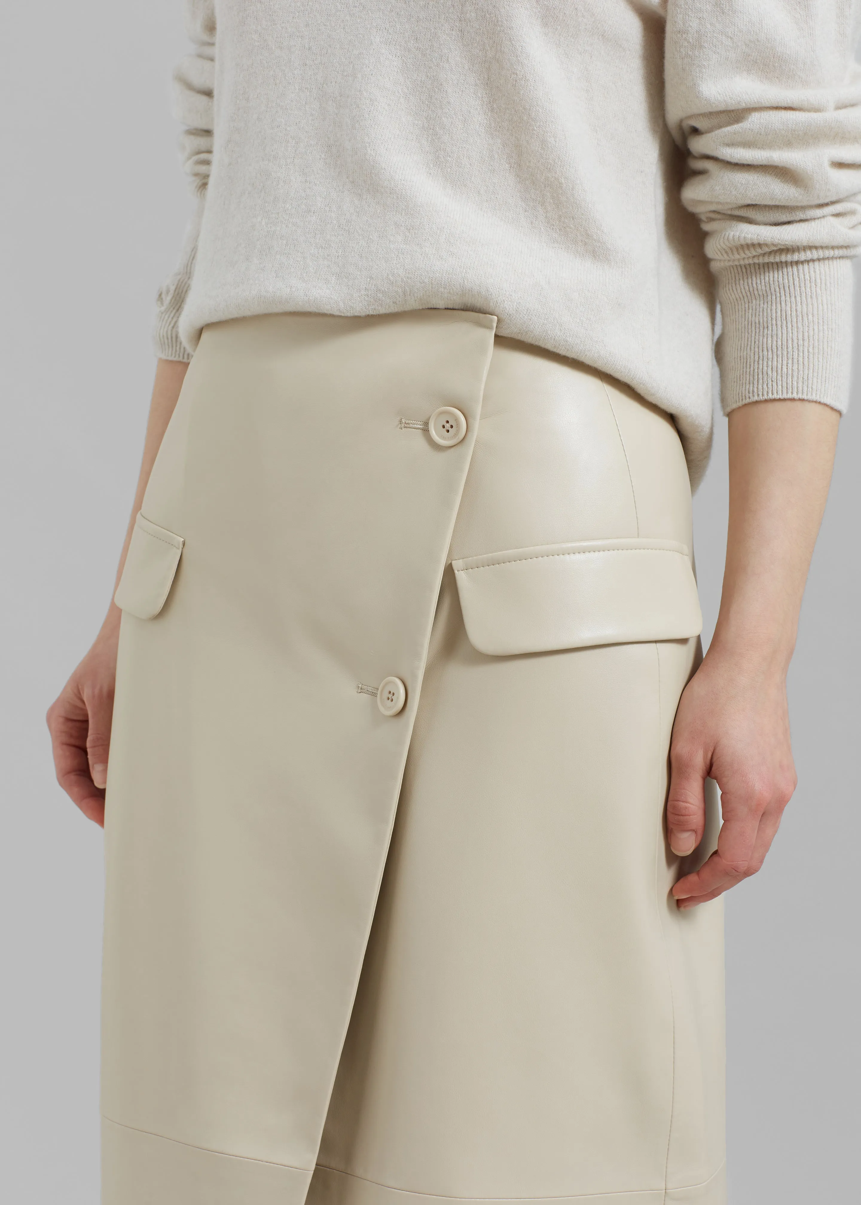 Nan Long Faux Leather Cross Skirt - Mastic sold by Frankie Shop product image thumbnail 3