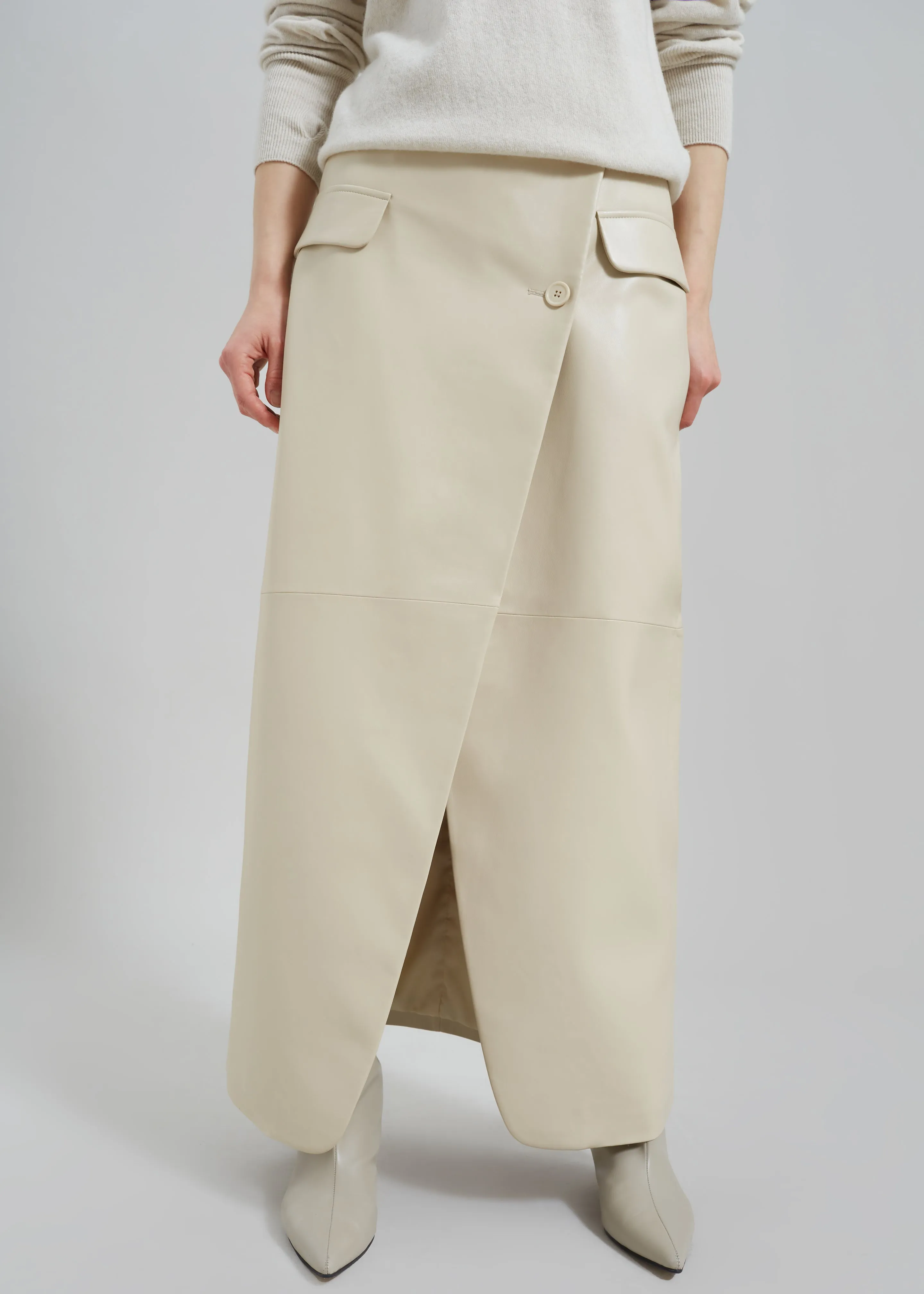 Nan Long Faux Leather Cross Skirt - Mastic sold by Frankie Shop product image thumbnail 4