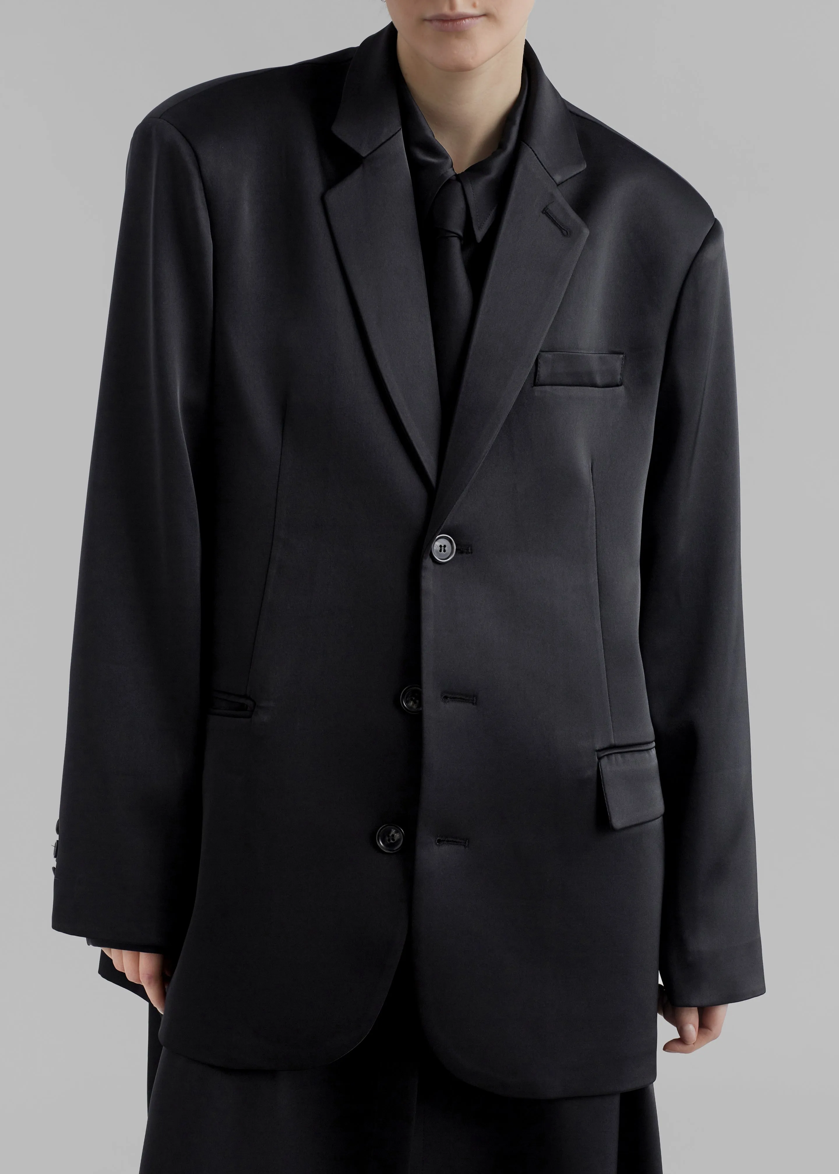 Isabel Satin Blazer - Black sold by Frankie Shop product image thumbnail 3