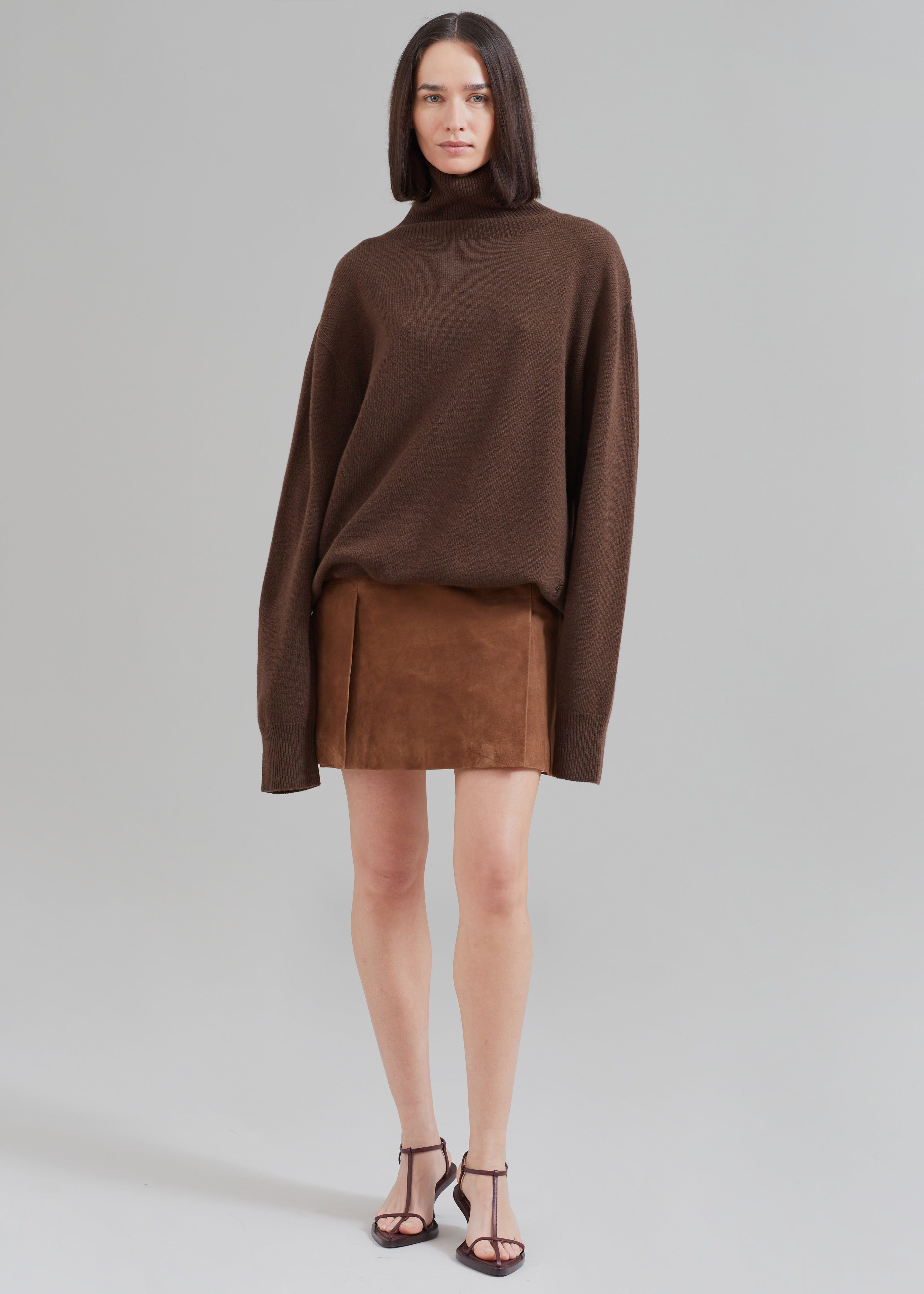 REMAIN Suede Slit Skirt - Emperador sold by Frankie Shop