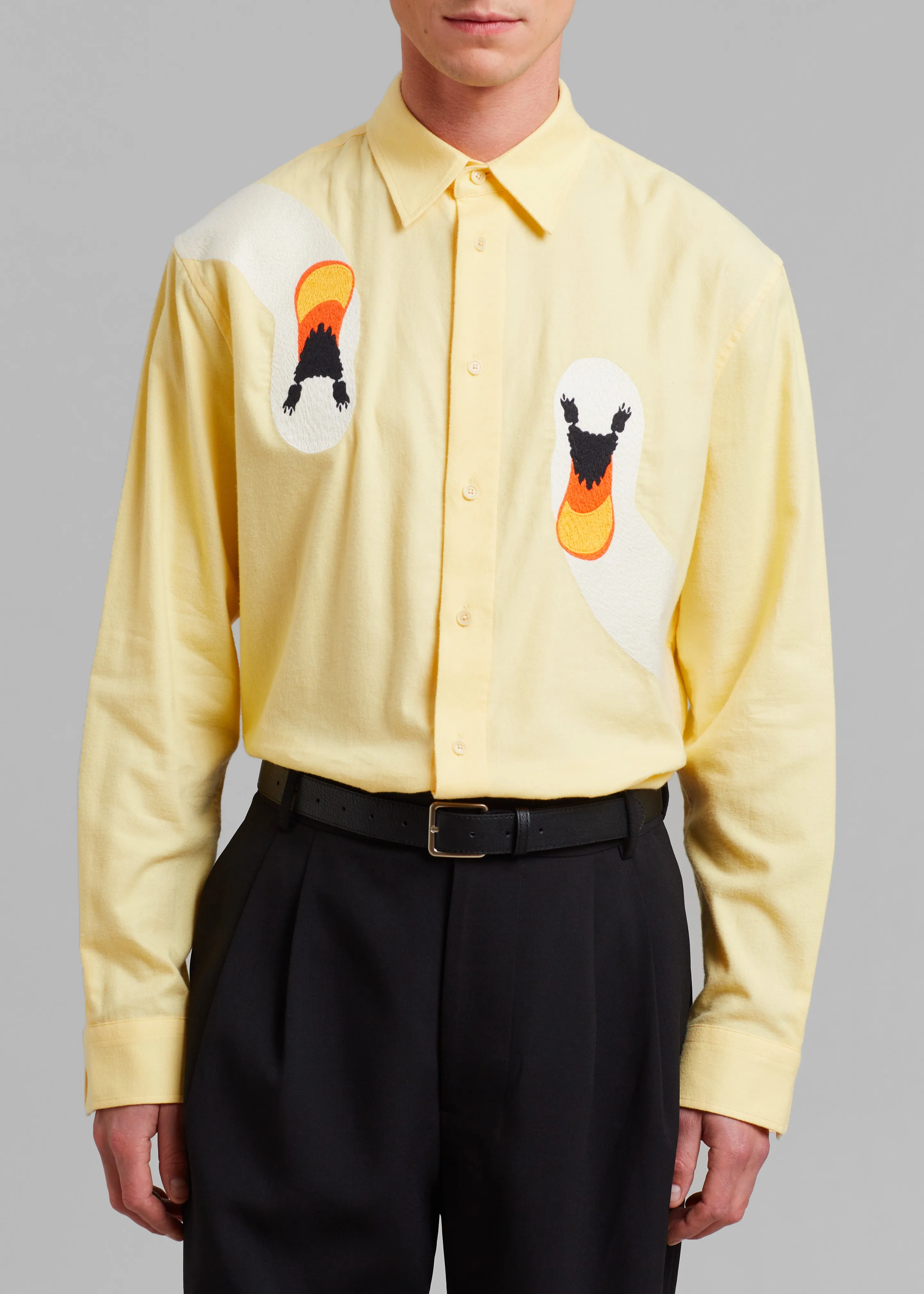 JW Anderson Swan Embroidered Classic Fit Shirt - Yellow sold by Frankie Shop product image thumbnail 4