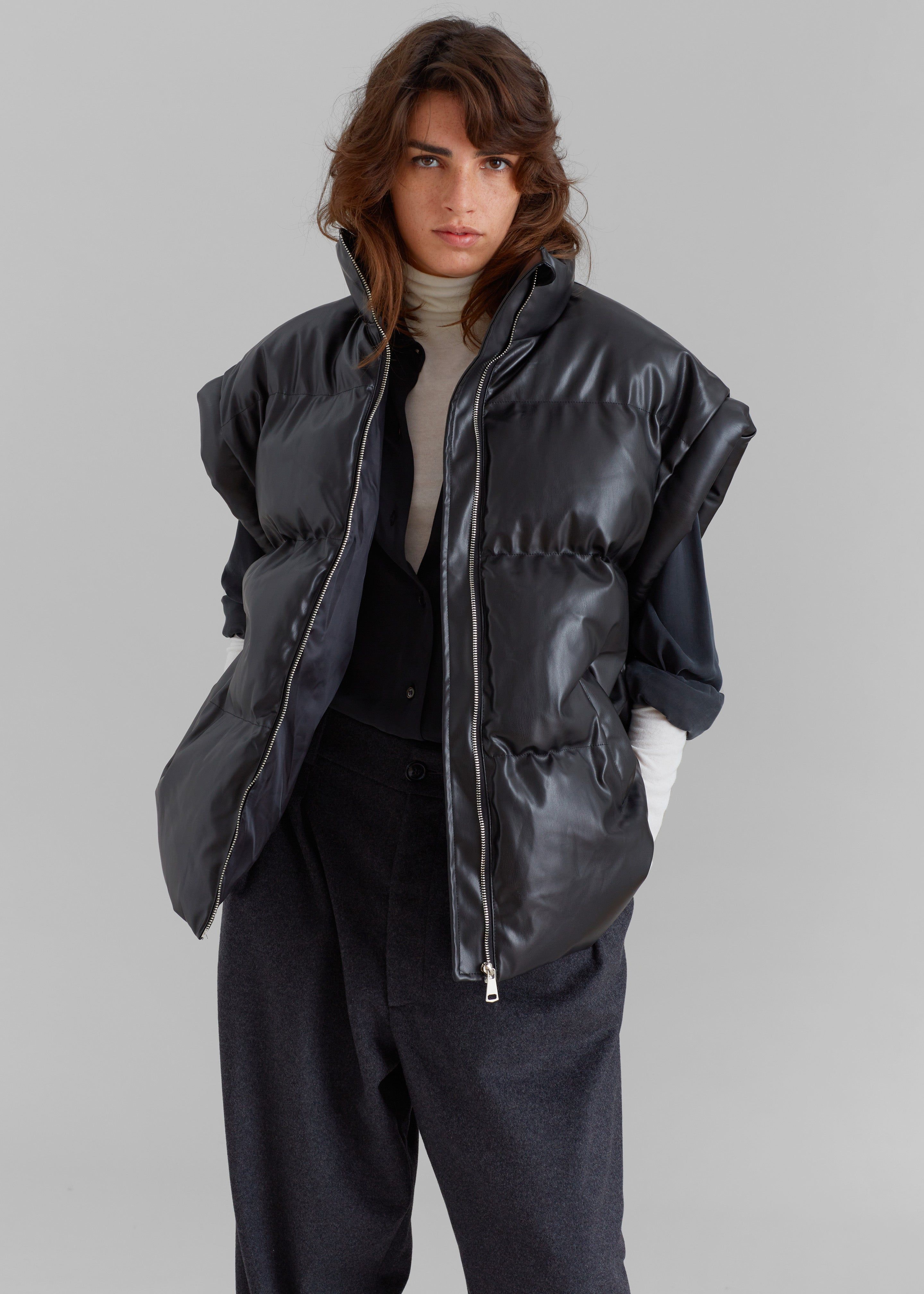 Seray Faux Leather Puffer Vest - Black sold by Frankie Shop product image thumbnail 4