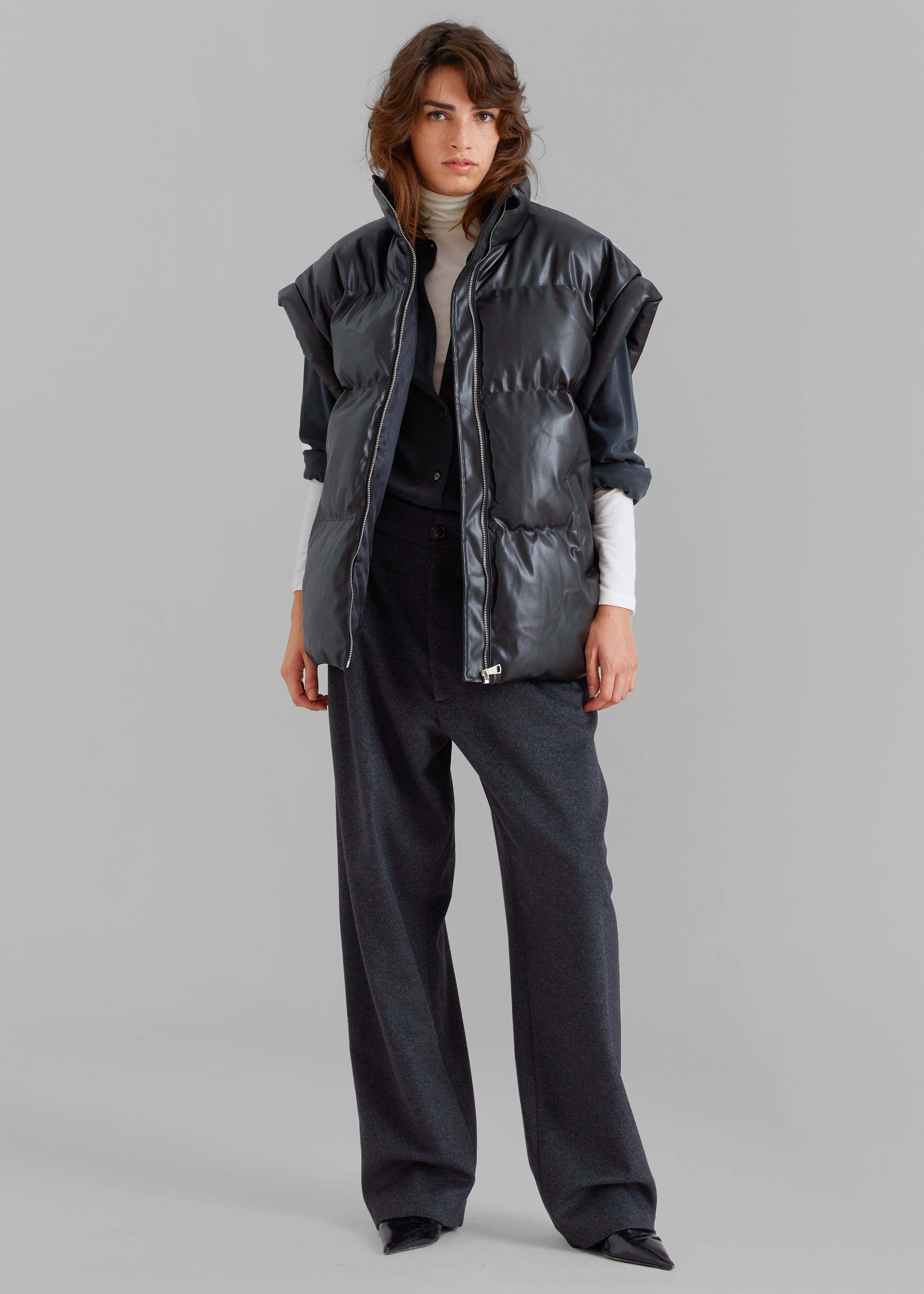 Seray Faux Leather Puffer Vest - Black sold by Frankie Shop
