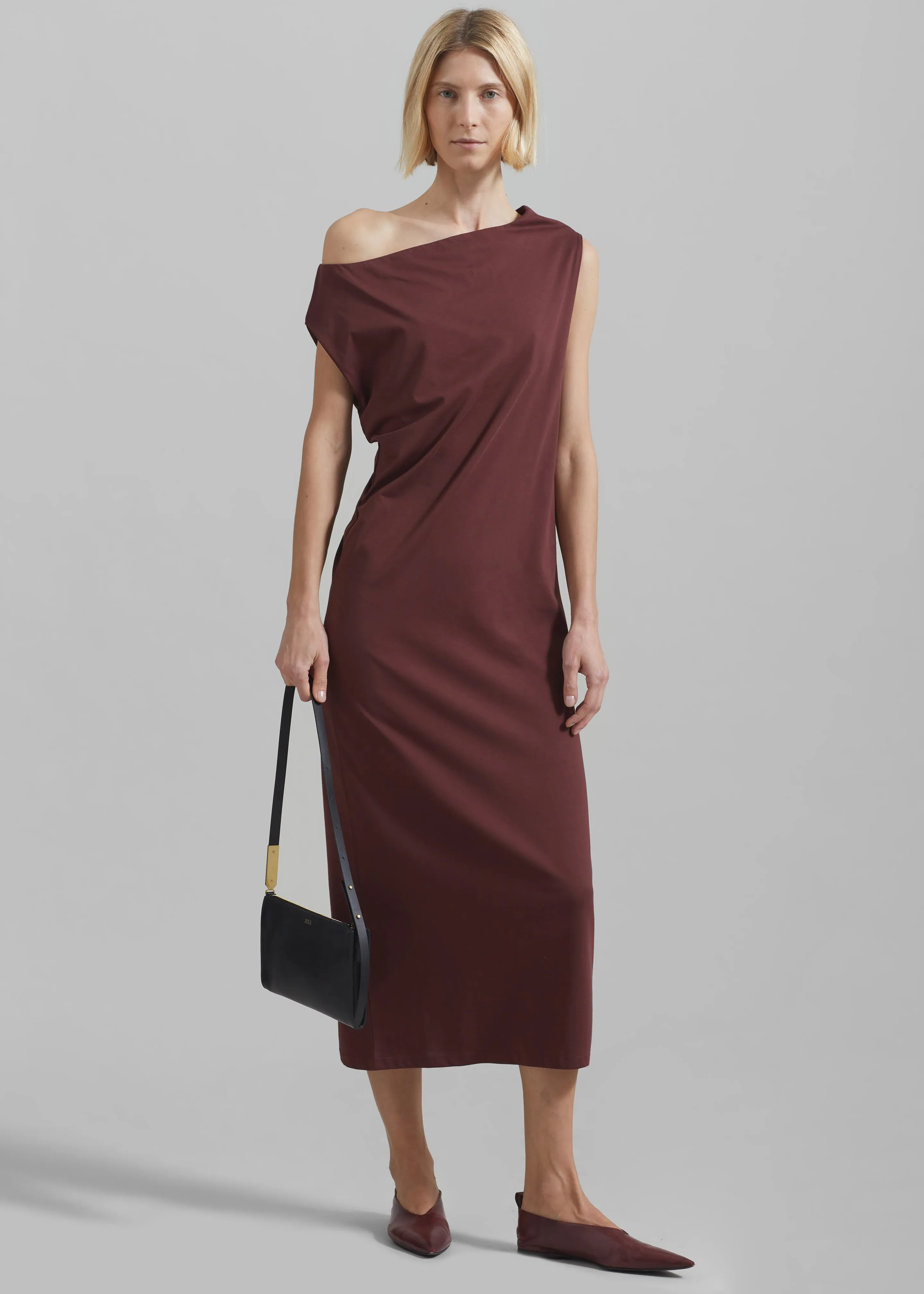 Loulou Studio Martial Off Shoulder Dress - Midnight Bordeaux sold by Frankie Shop product image thumbnail 3