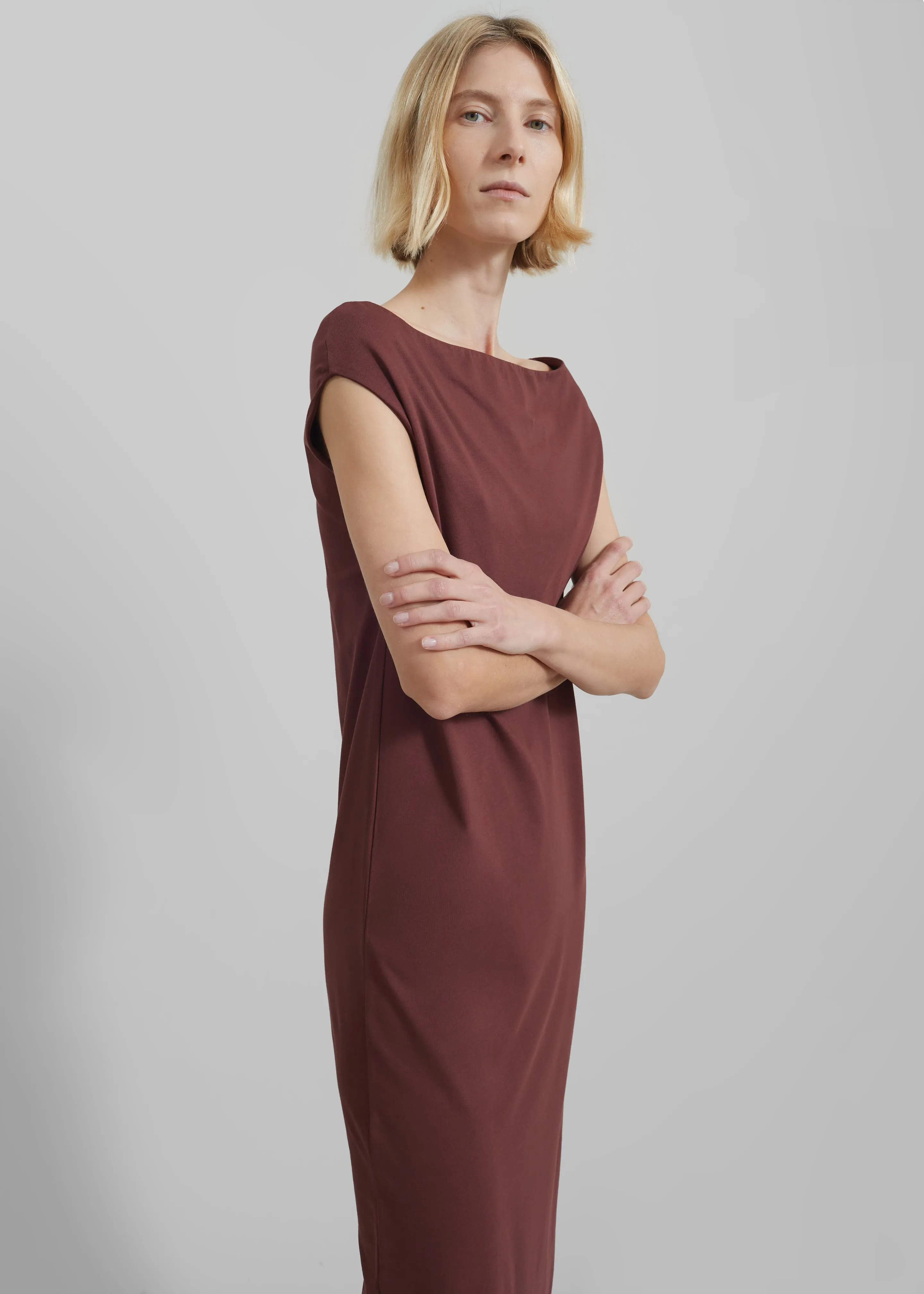 Loulou Studio Martial Off Shoulder Dress - Midnight Bordeaux sold by Frankie Shop product image thumbnail 2