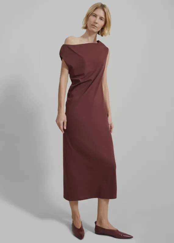 Loulou Studio Martial Off Shoulder Dress - Midnight Bordeaux sold by Frankie Shop