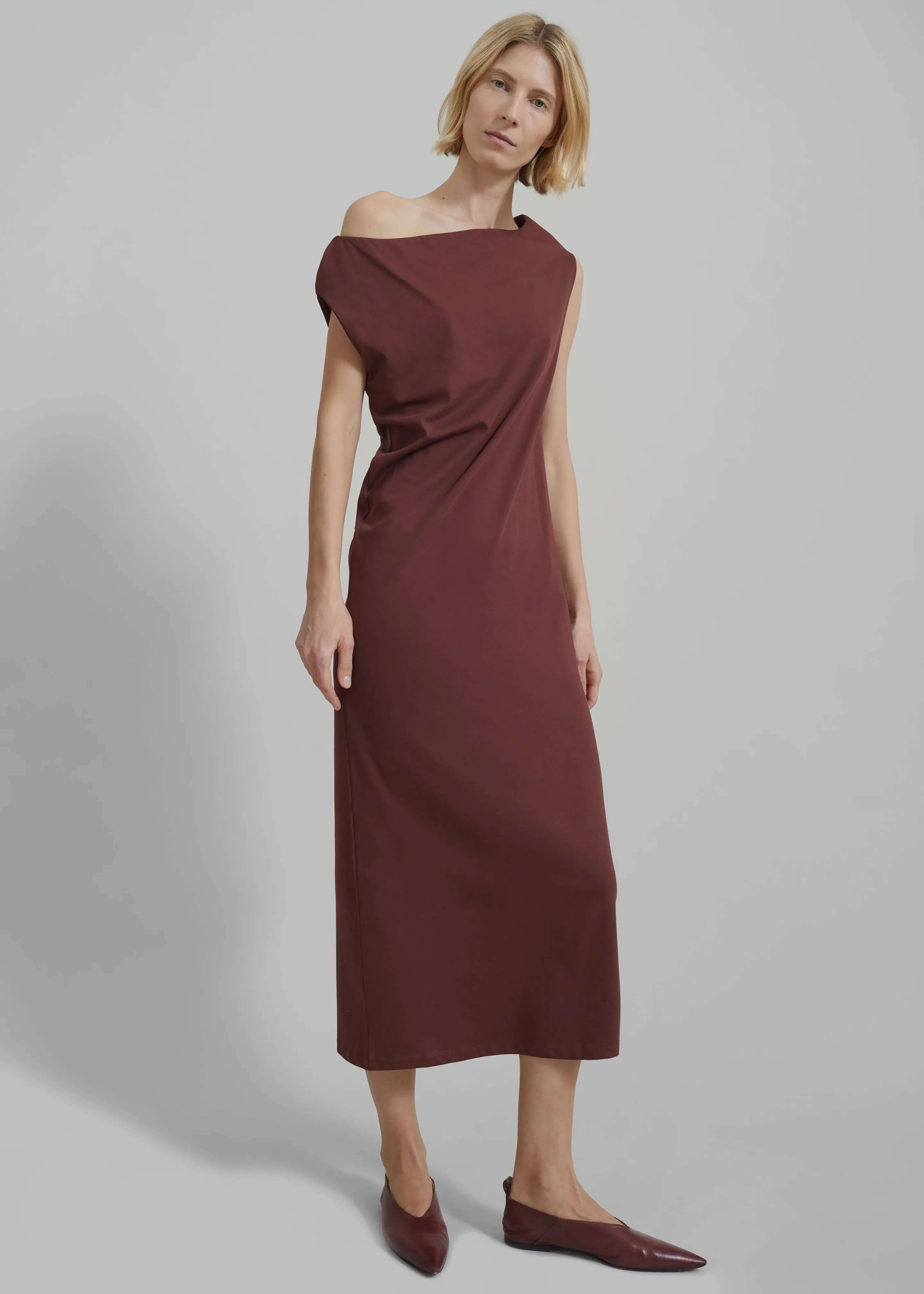 Loulou Studio Martial Off Shoulder Dress - Midnight Bordeaux sold by Frankie Shop
