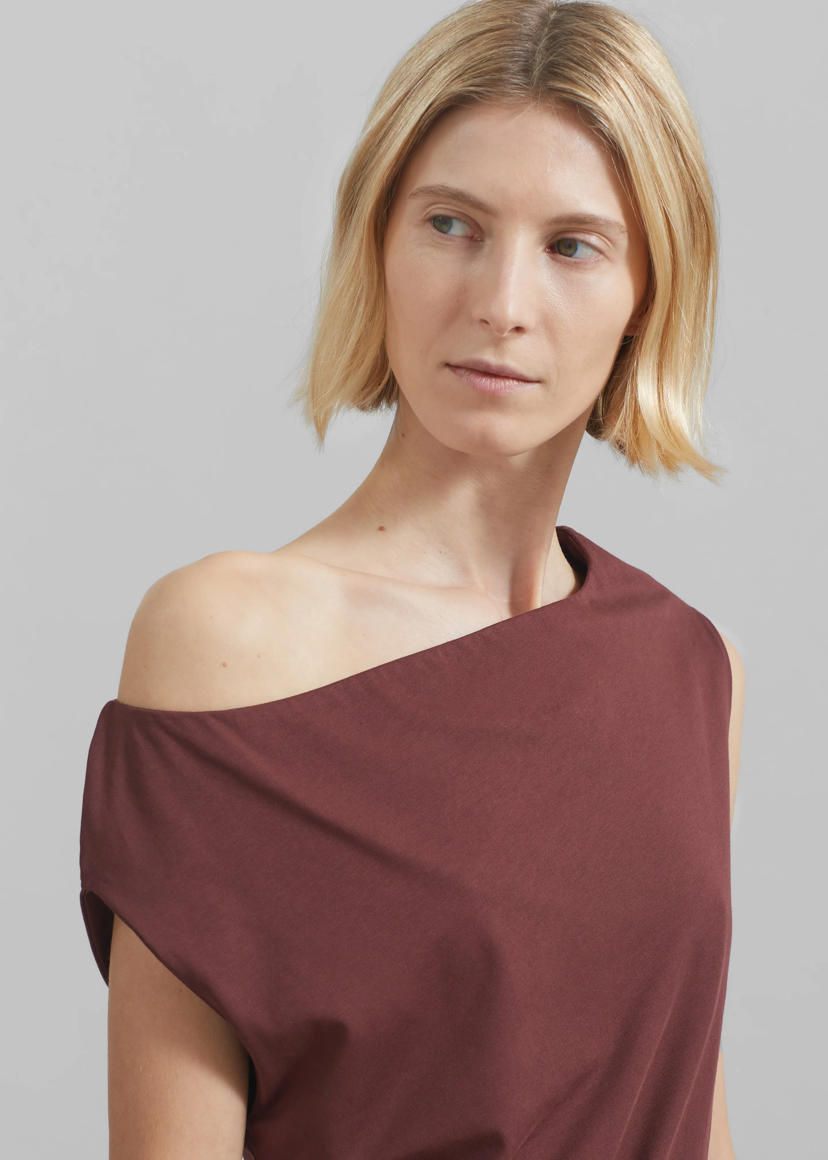 Loulou Studio Martial Off Shoulder Dress - Midnight Bordeaux sold by Frankie Shop product image thumbnail 5