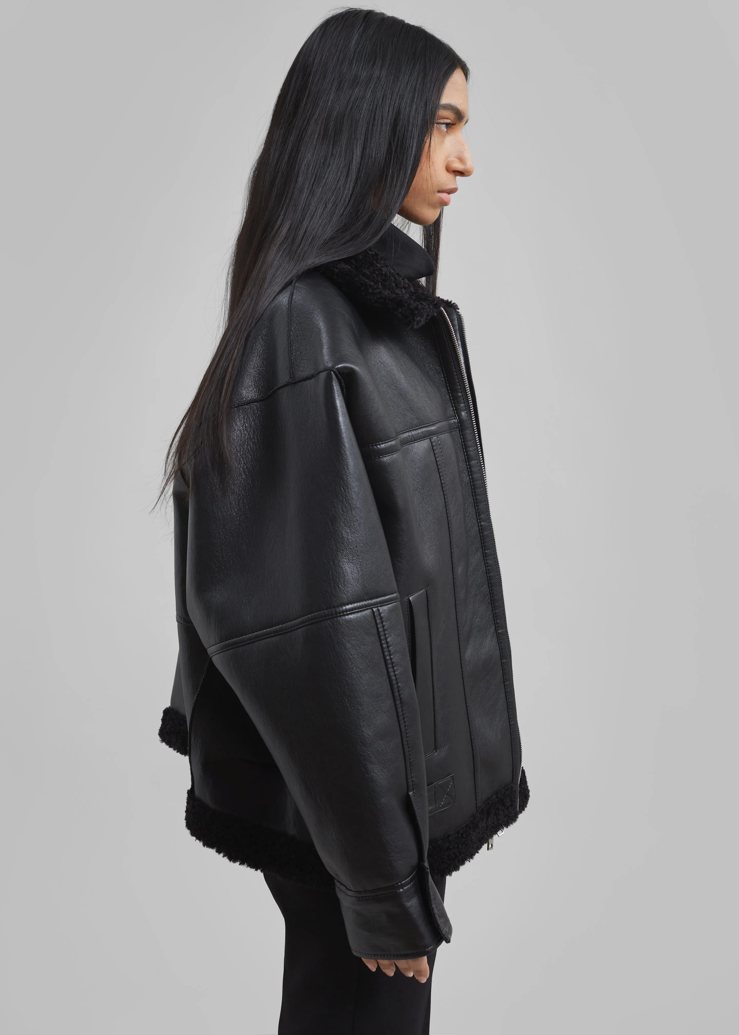 Ivanka Faux Leather Shearling Jacket - Black sold by Frankie Shop product image thumbnail 2