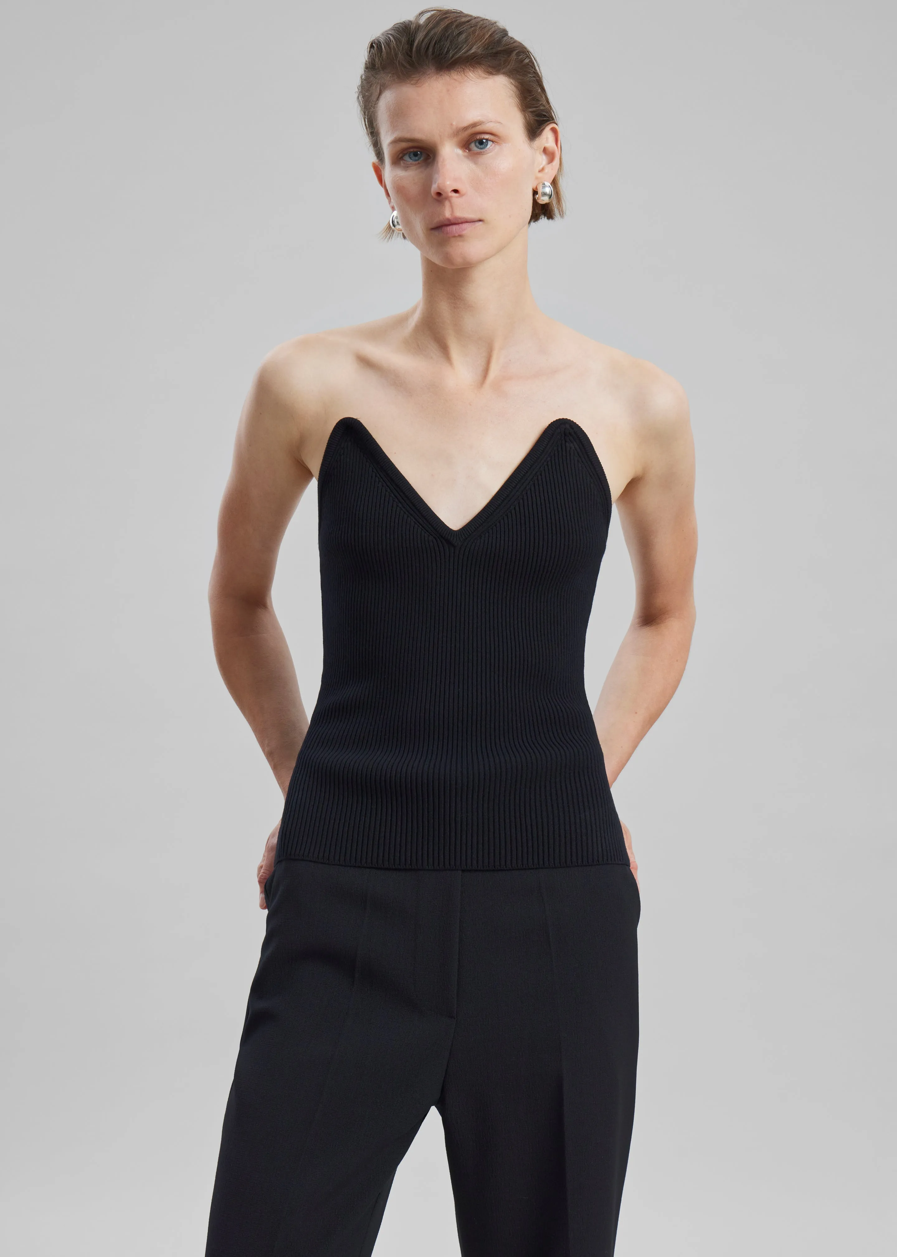 Coperni Knitted Bustier Top - Black sold by Frankie Shop product image thumbnail 4