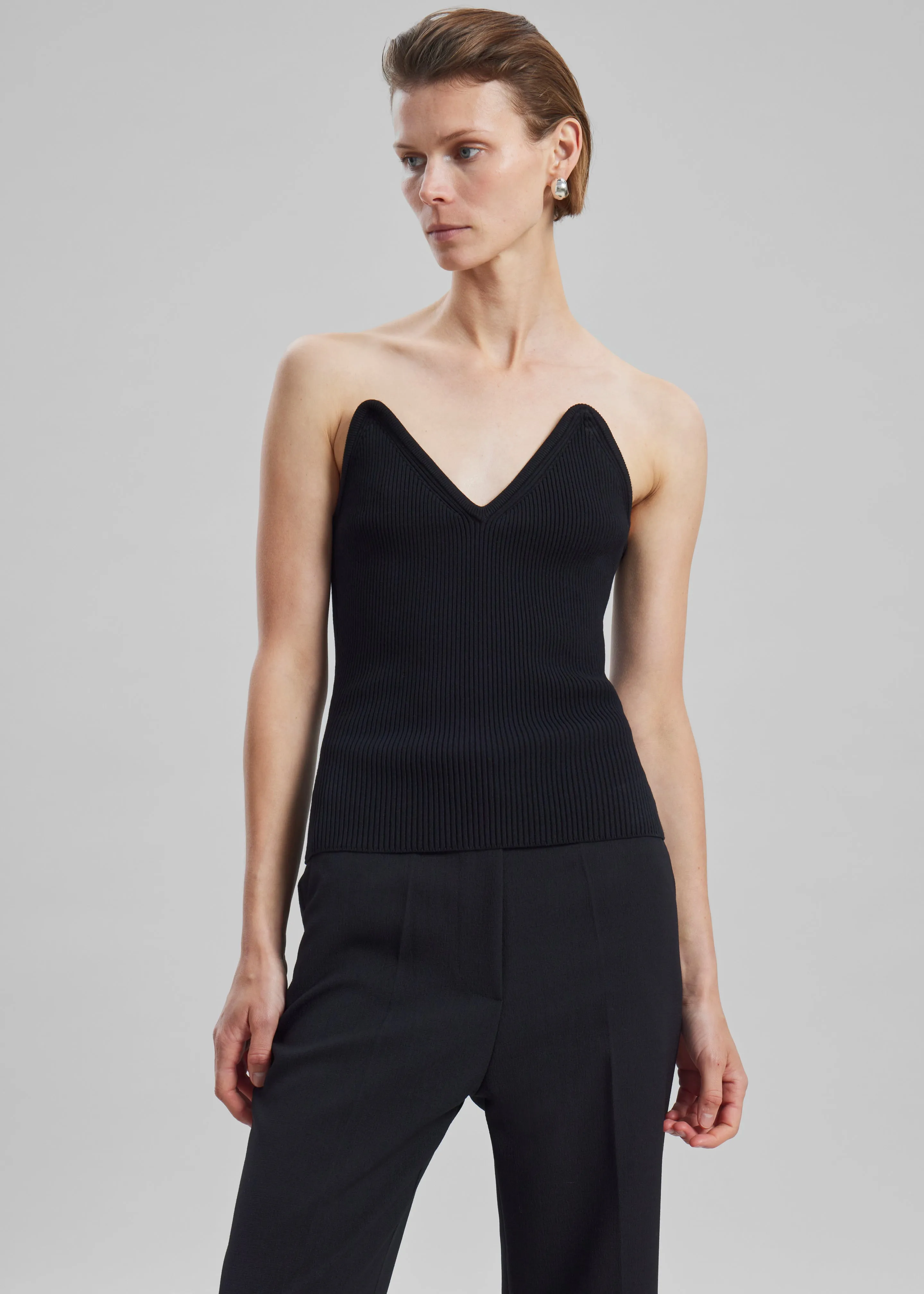 Coperni Knitted Bustier Top - Black sold by Frankie Shop