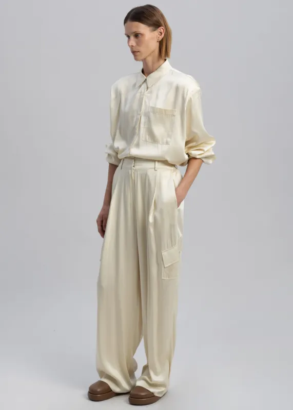 Menne Silky Trousers - Ivory made by Frankie Shop