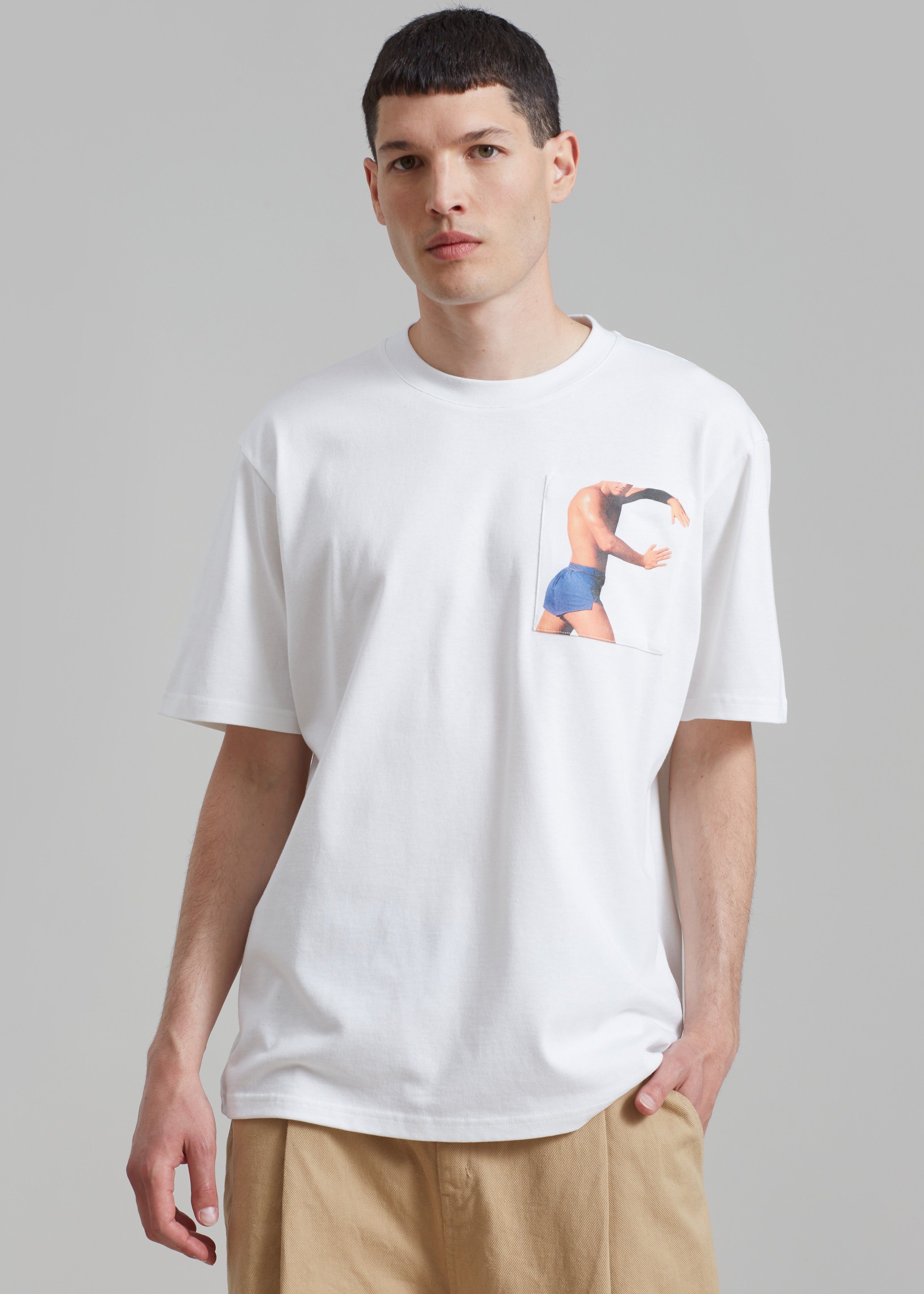 JW Anderson Profile Stud Chest Pocket T-Shirt - White sold by Frankie Shop