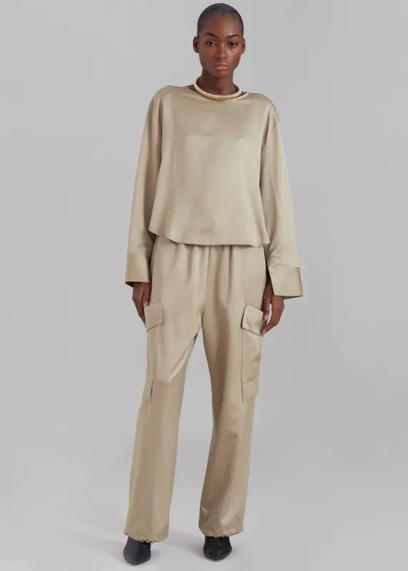 Kemp Silky Cargo Pants - Bronze made by Frankie Shop