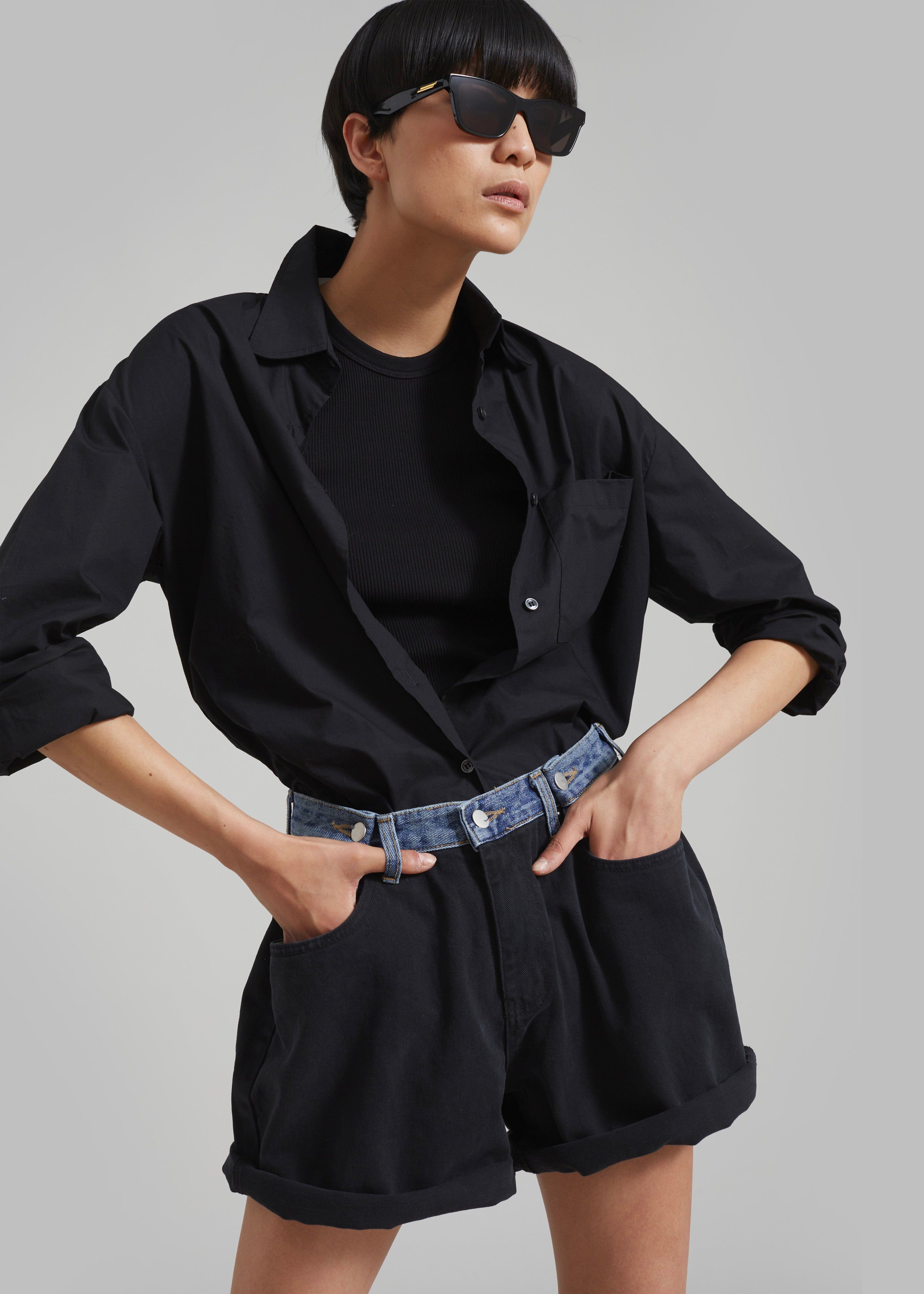 Hayla Contrast Denim Shorts - Black sold by Frankie Shop