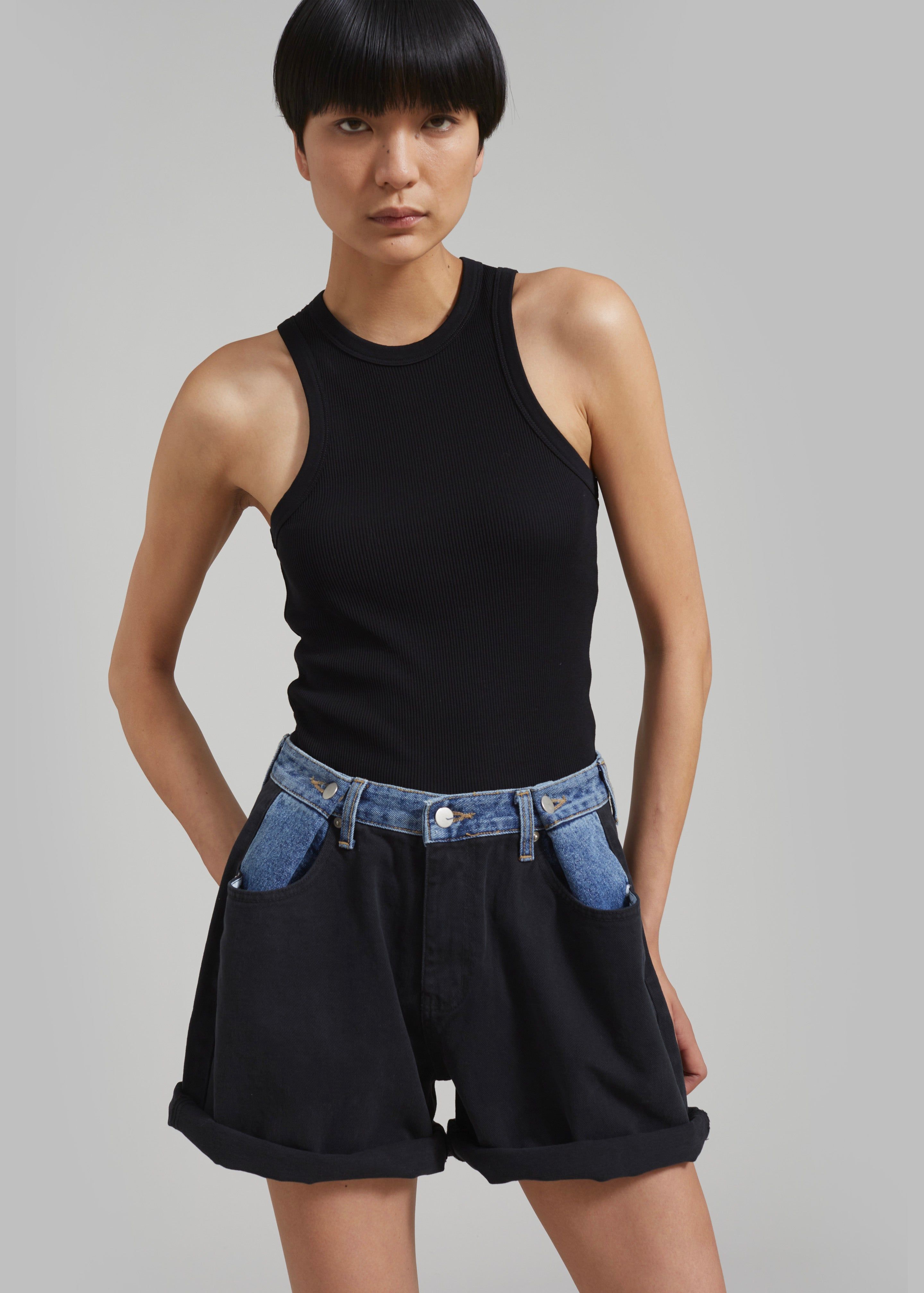 Hayla Contrast Denim Shorts - Black sold by Frankie Shop product image thumbnail 6