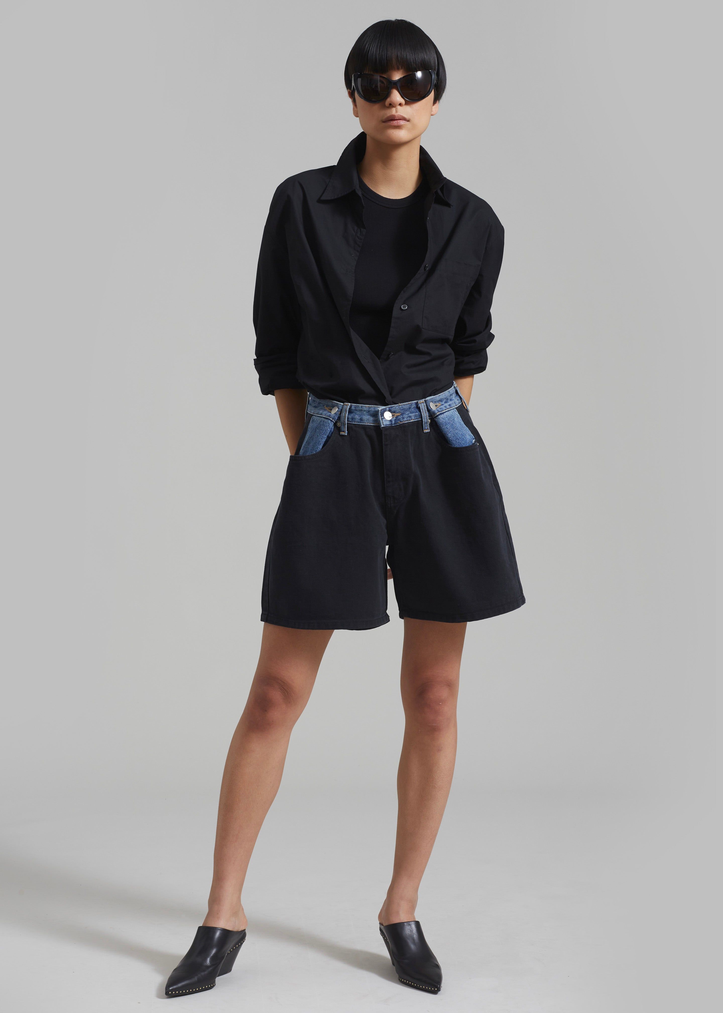 Hayla Contrast Denim Shorts - Black sold by Frankie Shop product image thumbnail 4