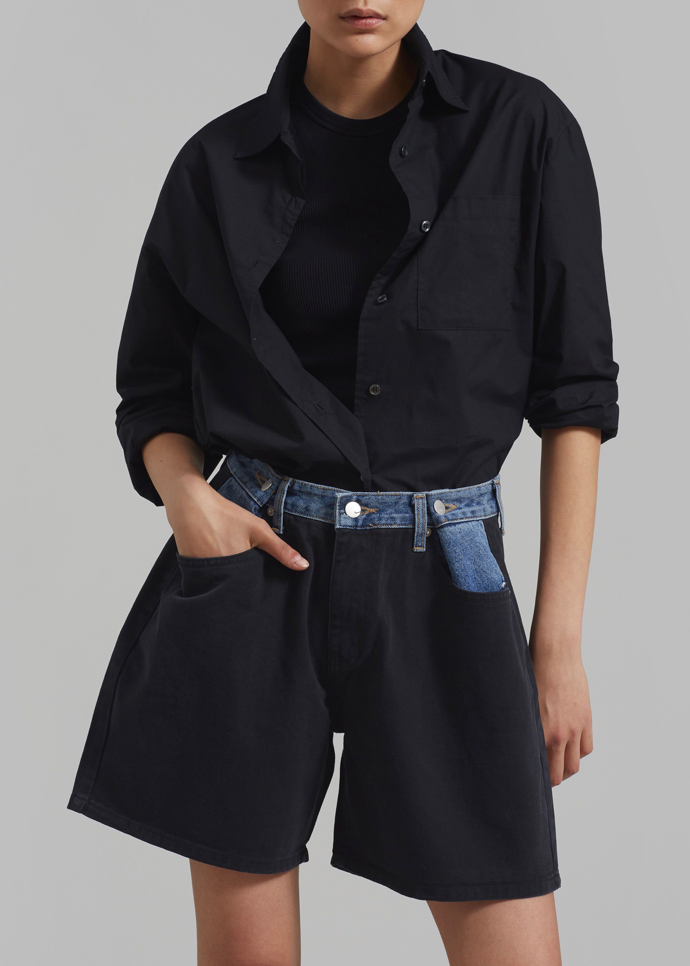 Hayla Contrast Denim Shorts - Black sold by Frankie Shop product image thumbnail 5
