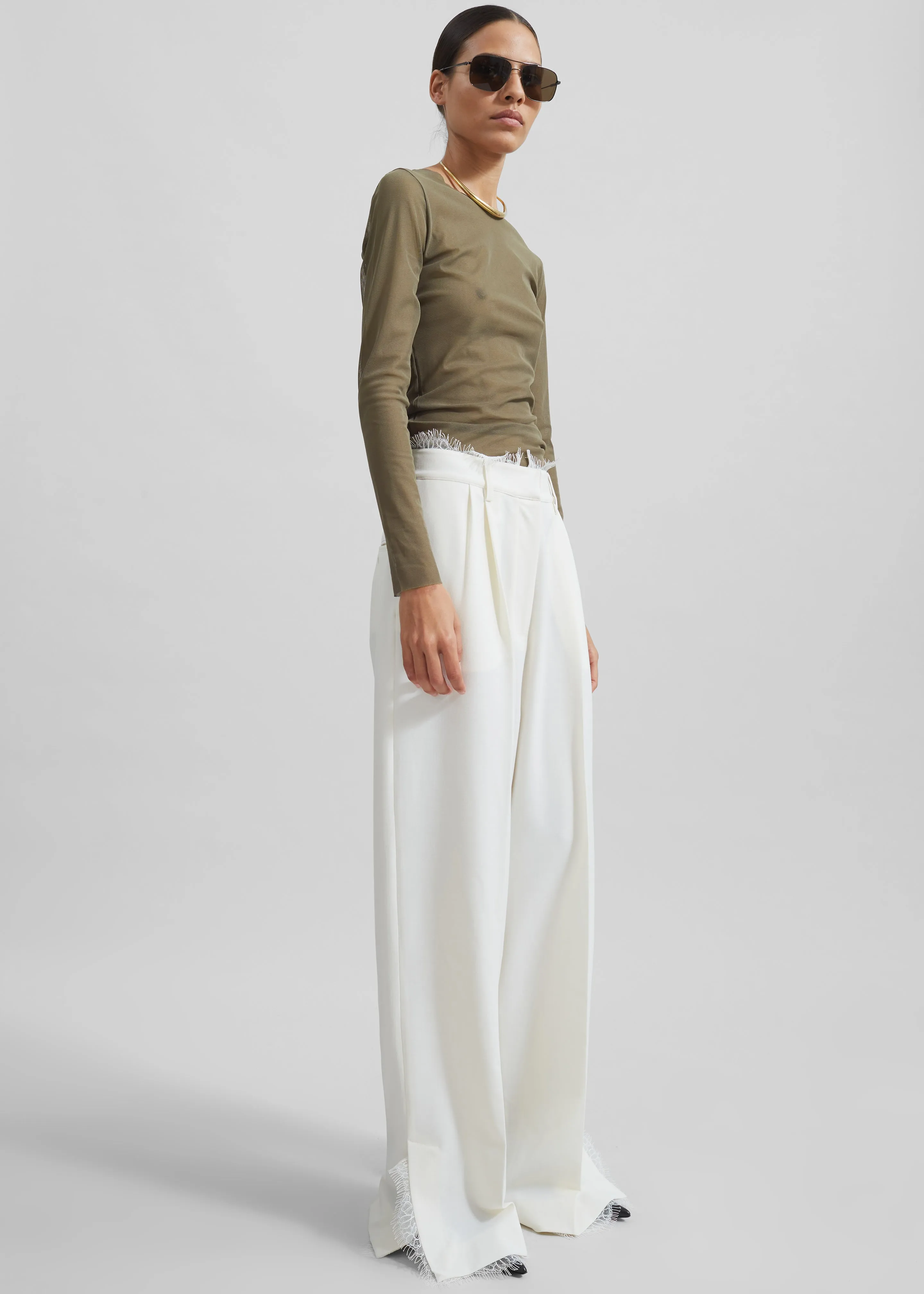 Beaufille Celeste Lace Trousers - Alabaster sold by Frankie Shop product image thumbnail 5