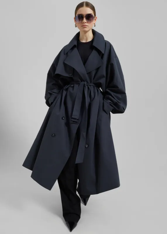 Anika Double Breasted Trench Coat - Navy sold by Frankie Shop