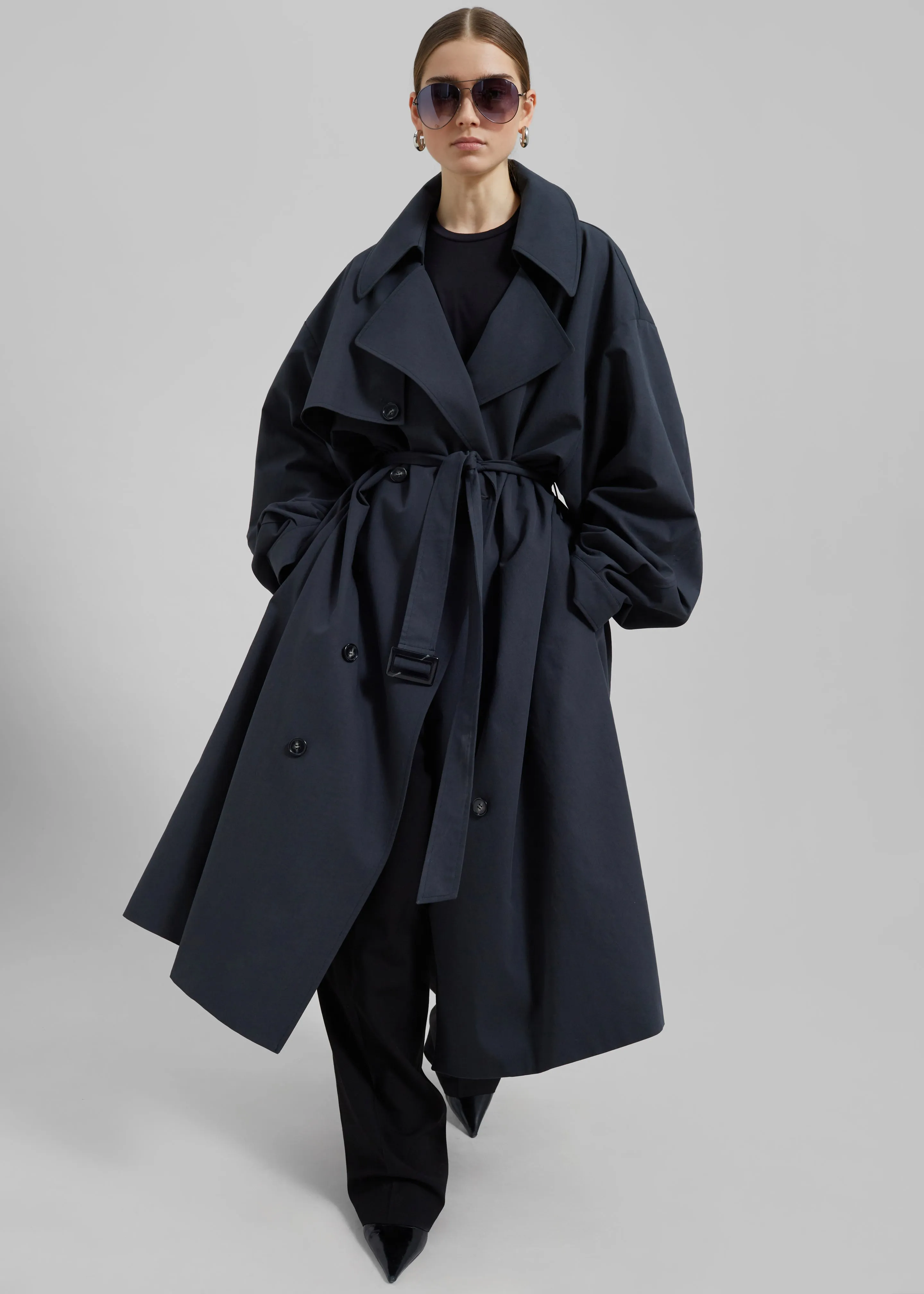 Anika Double Breasted Trench Coat - Navy sold by Frankie Shop