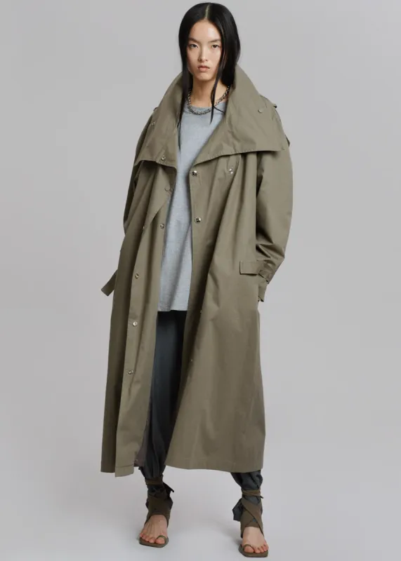 Lottie Wing Collar Trench Coat - Olive sold by Frankie Shop