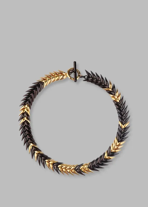 Bevza Burned Spikelet Necklace - Gold/Black made by Bevza