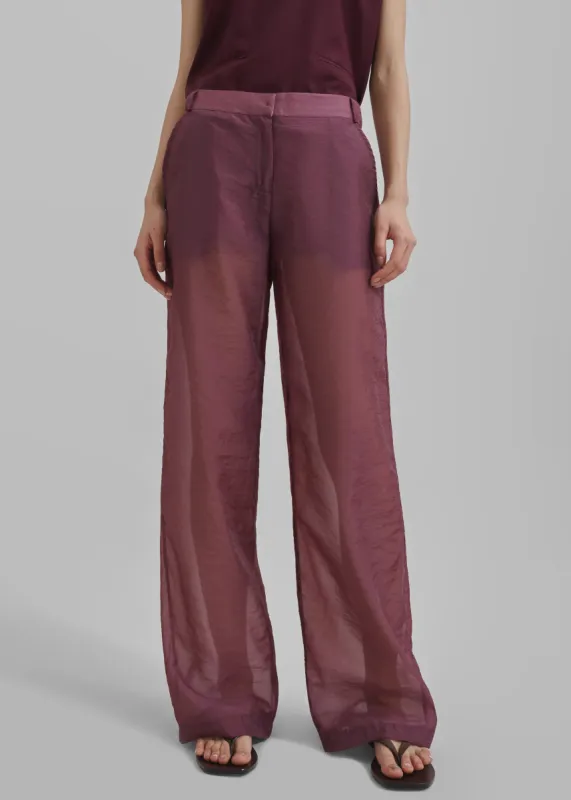Abra Sheer Trousers - Burgundy made by Frankie Shop
