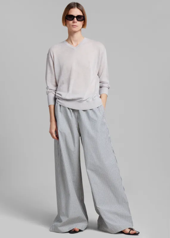 By Malene Birger Pisca Pants - Navy Stripe sold by Frankie Shop