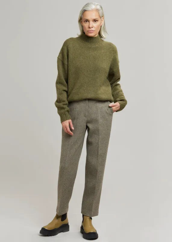 Elan Herringbone Pants - Taupe Melange sold by Frankie Shop