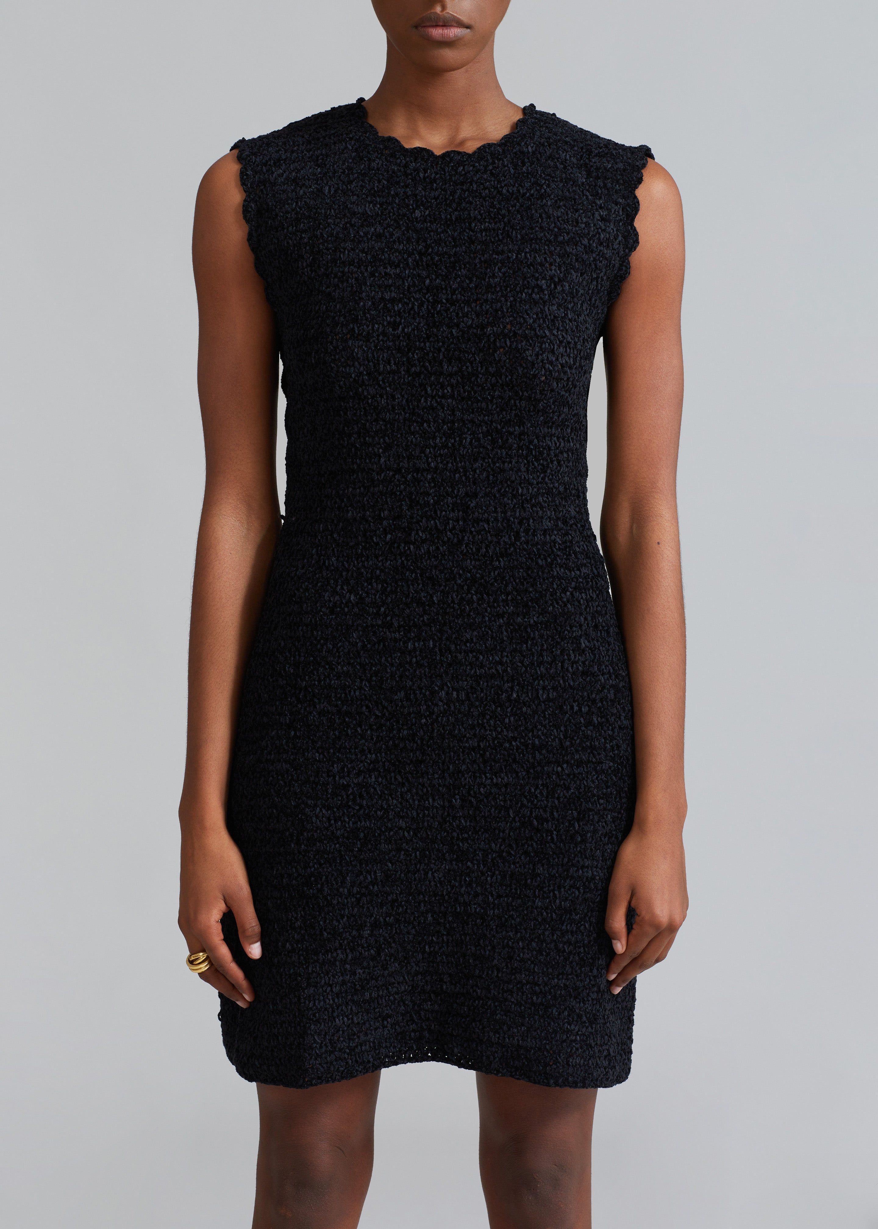 GANNI Velvet Crochet Open Back Mini Dress - Black sold by Frankie Shop product image thumbnail 3