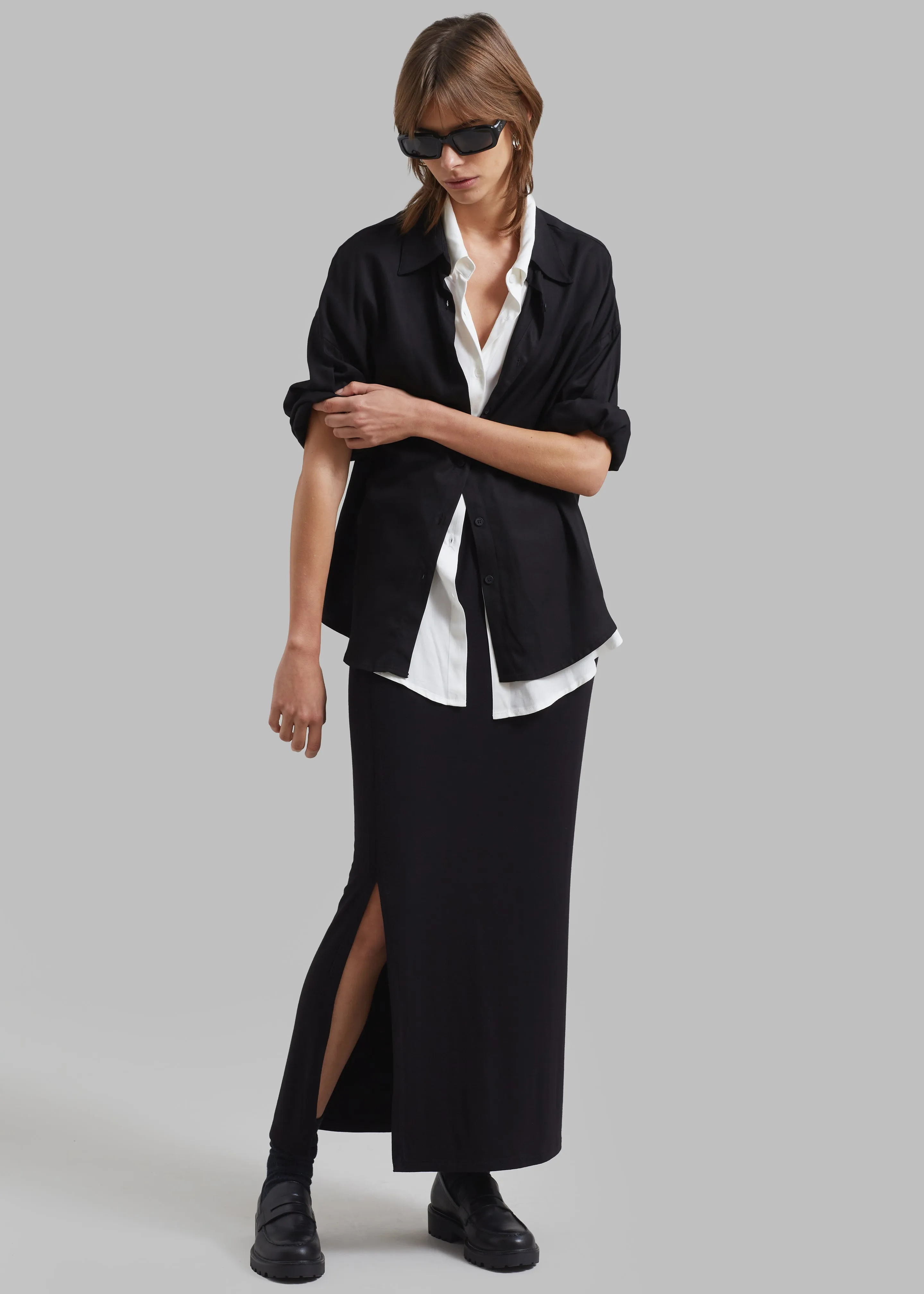 Ann Double Layer Shirt - Black/White sold by Frankie Shop product image thumbnail 2