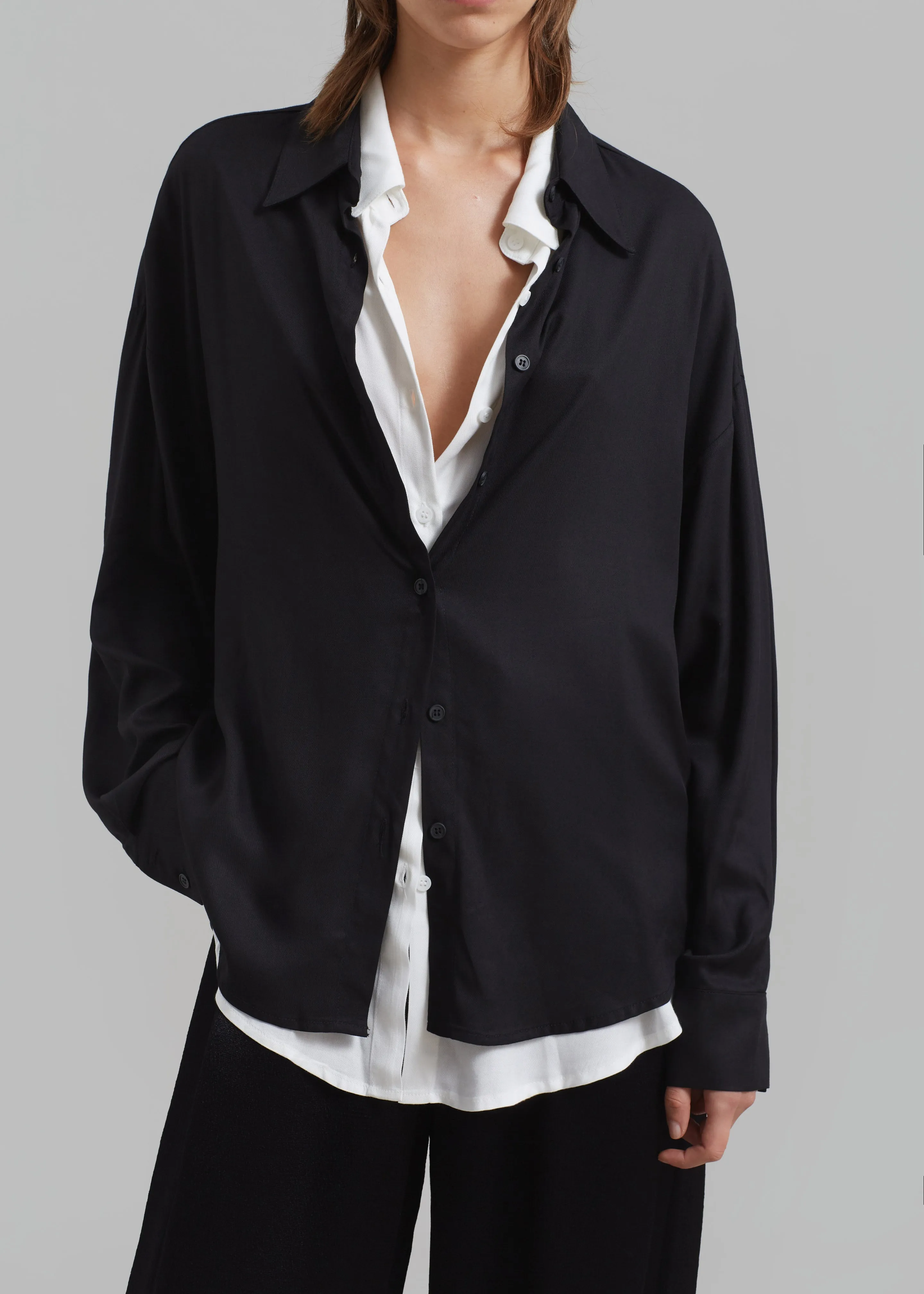 Ann Double Layer Shirt - Black/White sold by Frankie Shop product image thumbnail 5
