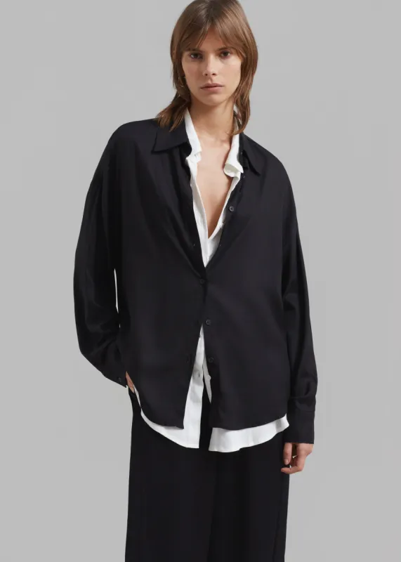 Ann Double Layer Shirt - Black/White sold by Frankie Shop