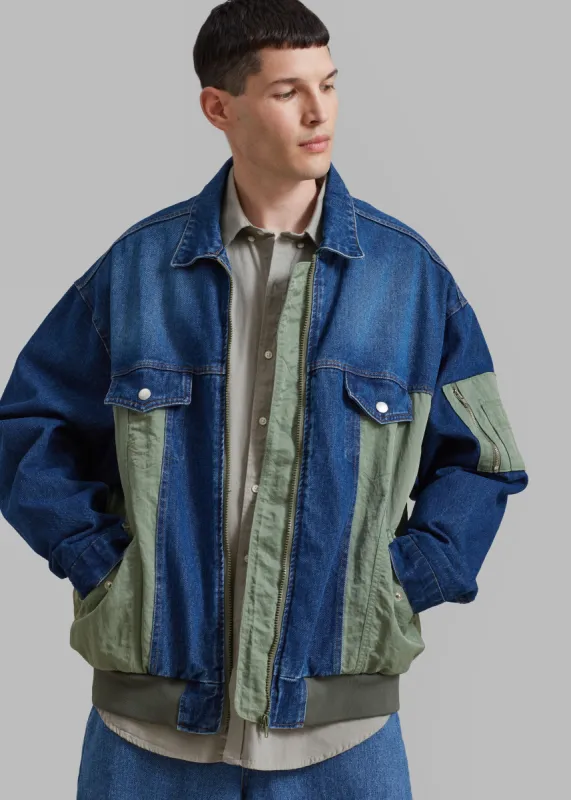 Nash Denim Color-Block Jacket - Blue sold by Frankie Shop