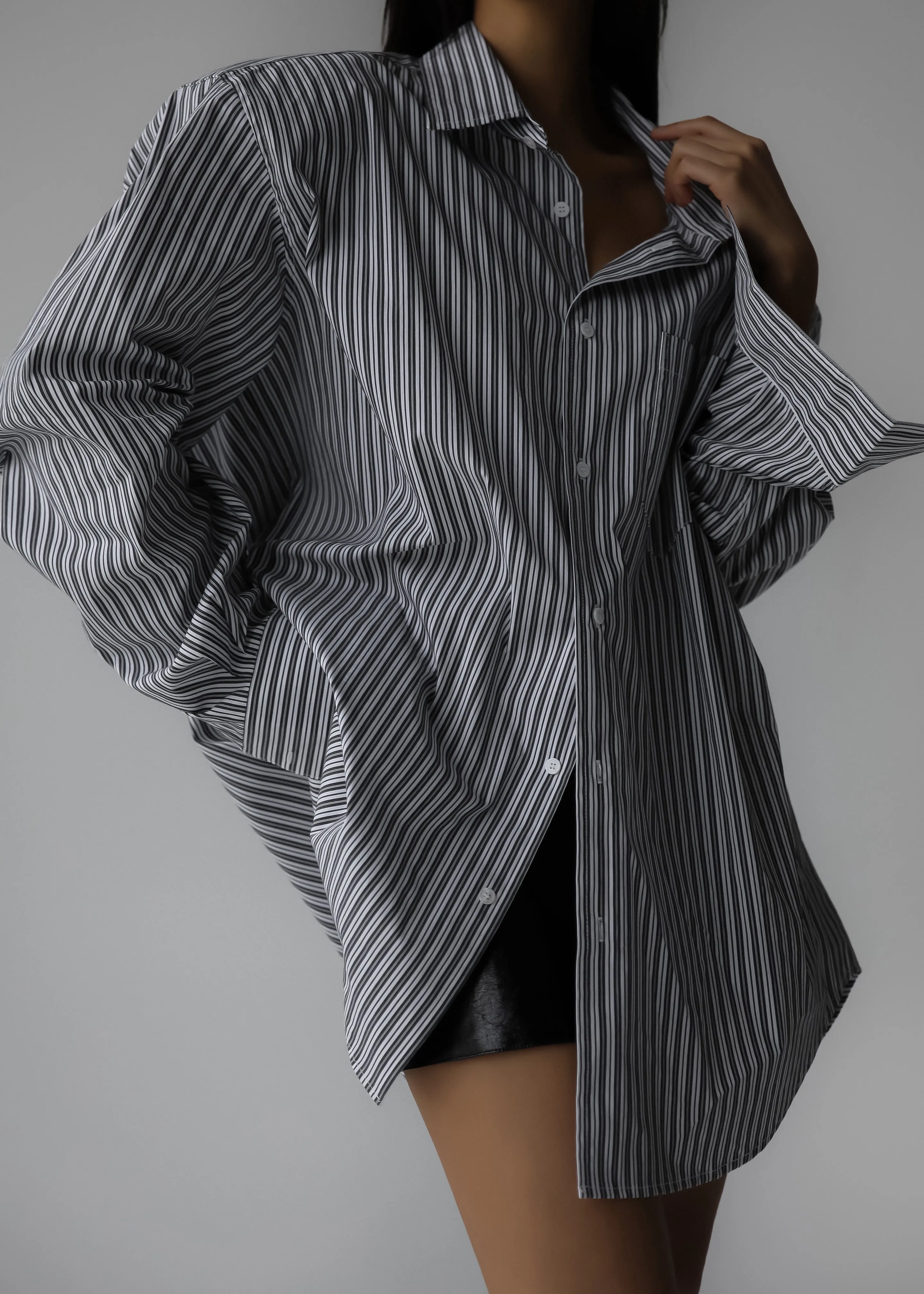 Cyrus Button Up Shirt - Black/White Stripe sold by Frankie Shop product image thumbnail 3