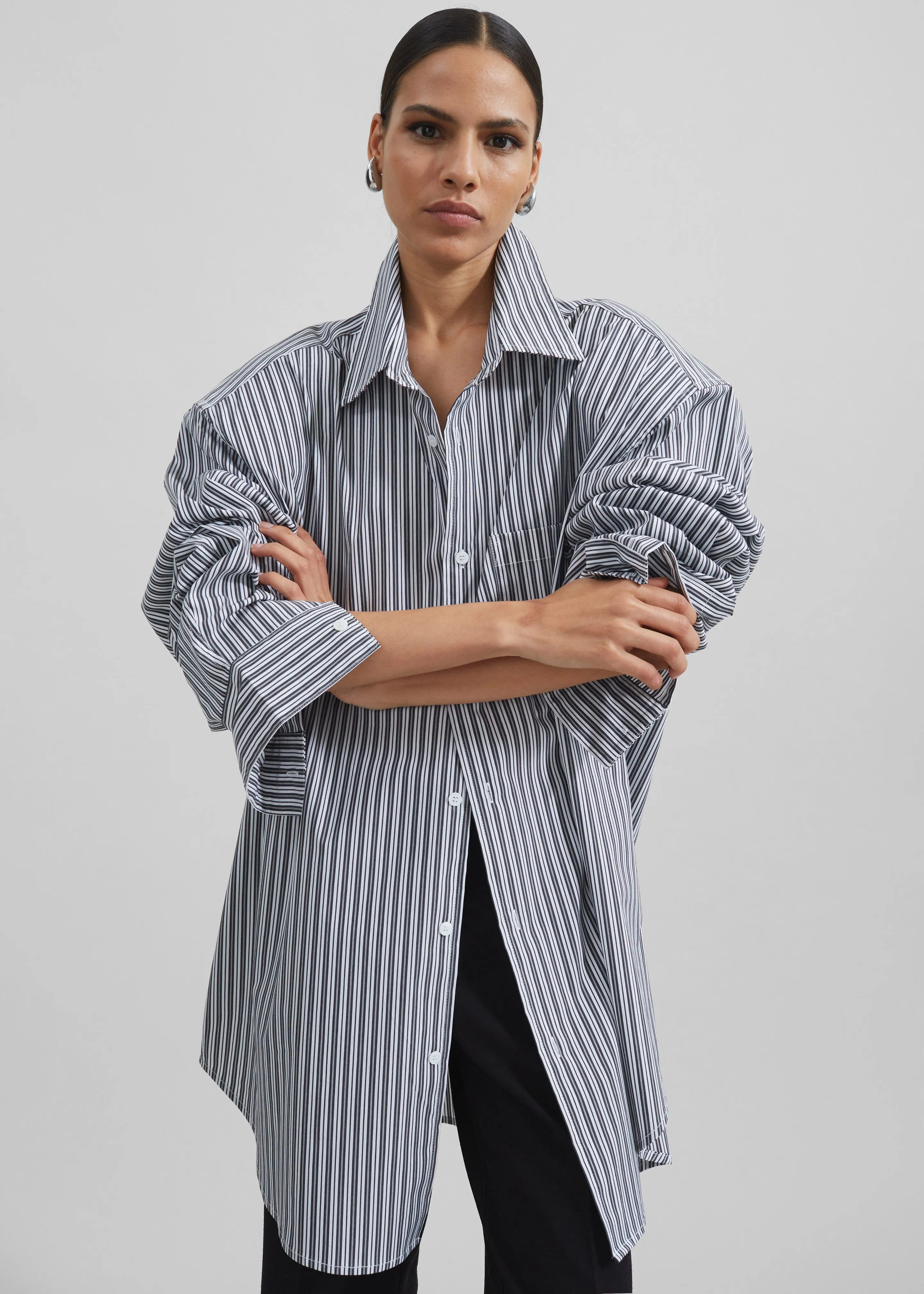 Cyrus Button Up Shirt - Black/White Stripe sold by Frankie Shop product image thumbnail 2