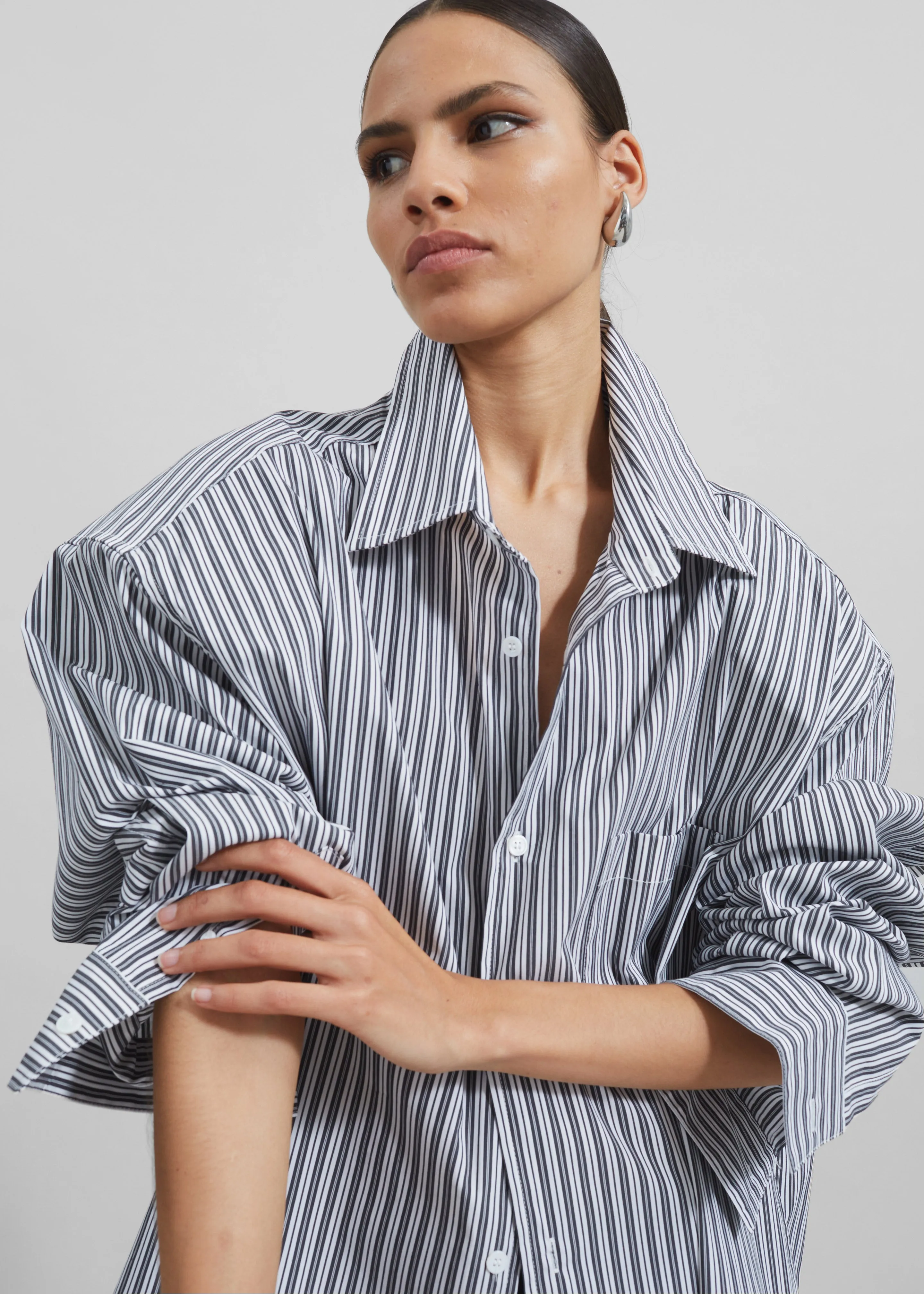 Cyrus Button Up Shirt - Black/White Stripe sold by Frankie Shop product image thumbnail 5