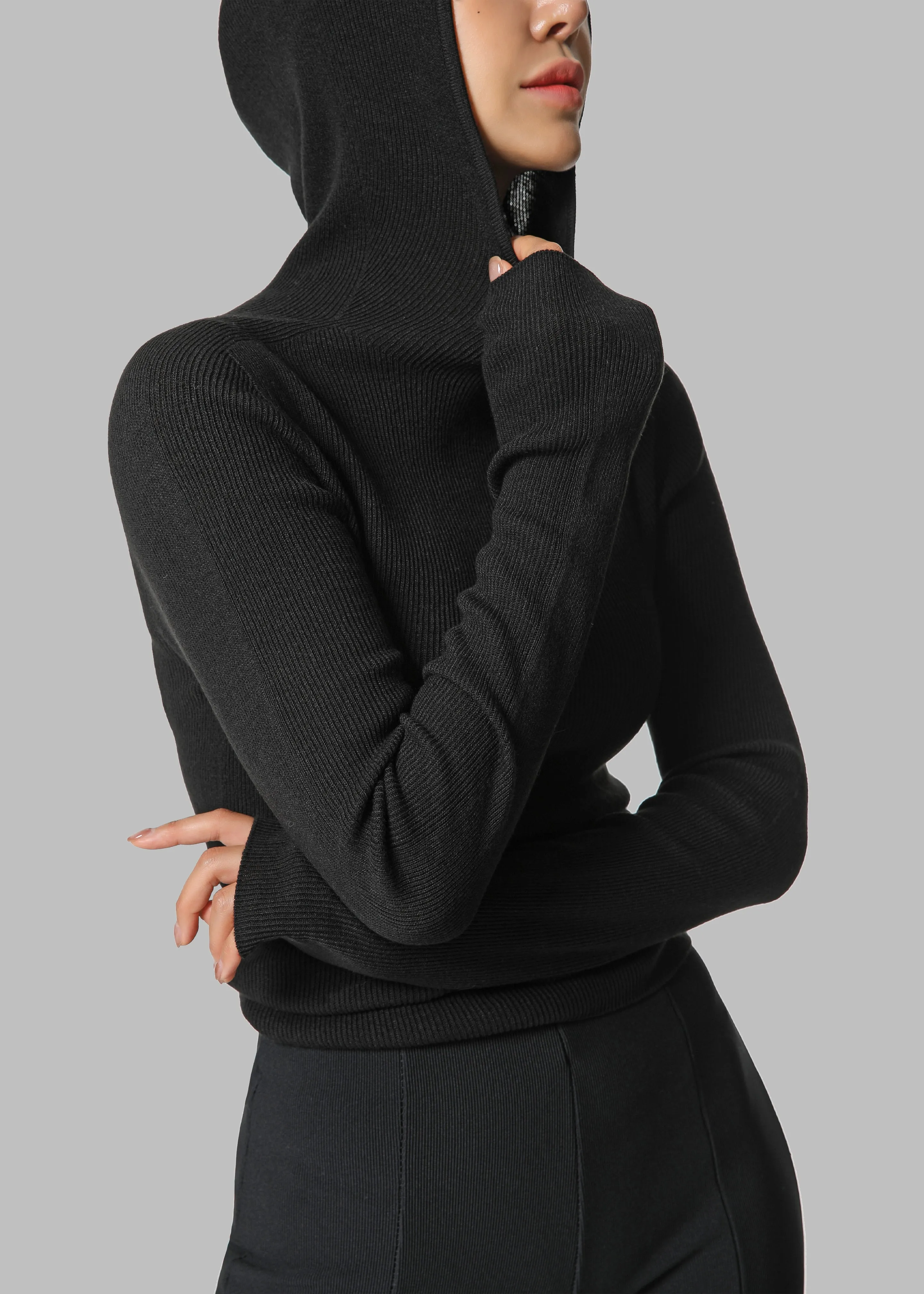 Brandi Knit Hoodie Top - Black sold by Frankie Shop product image thumbnail 2