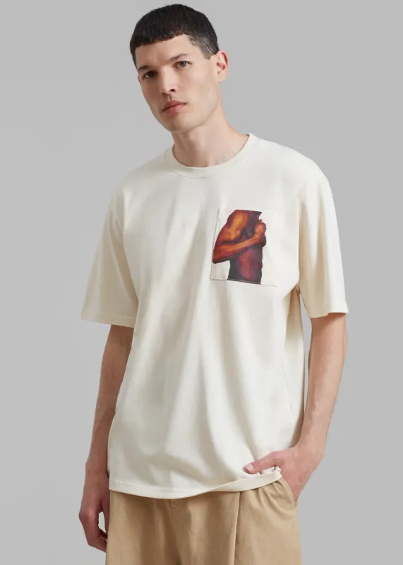 JW Anderson Bicep Stud Chest Pocket T-Shirt - Beige sold by Frankie Shop