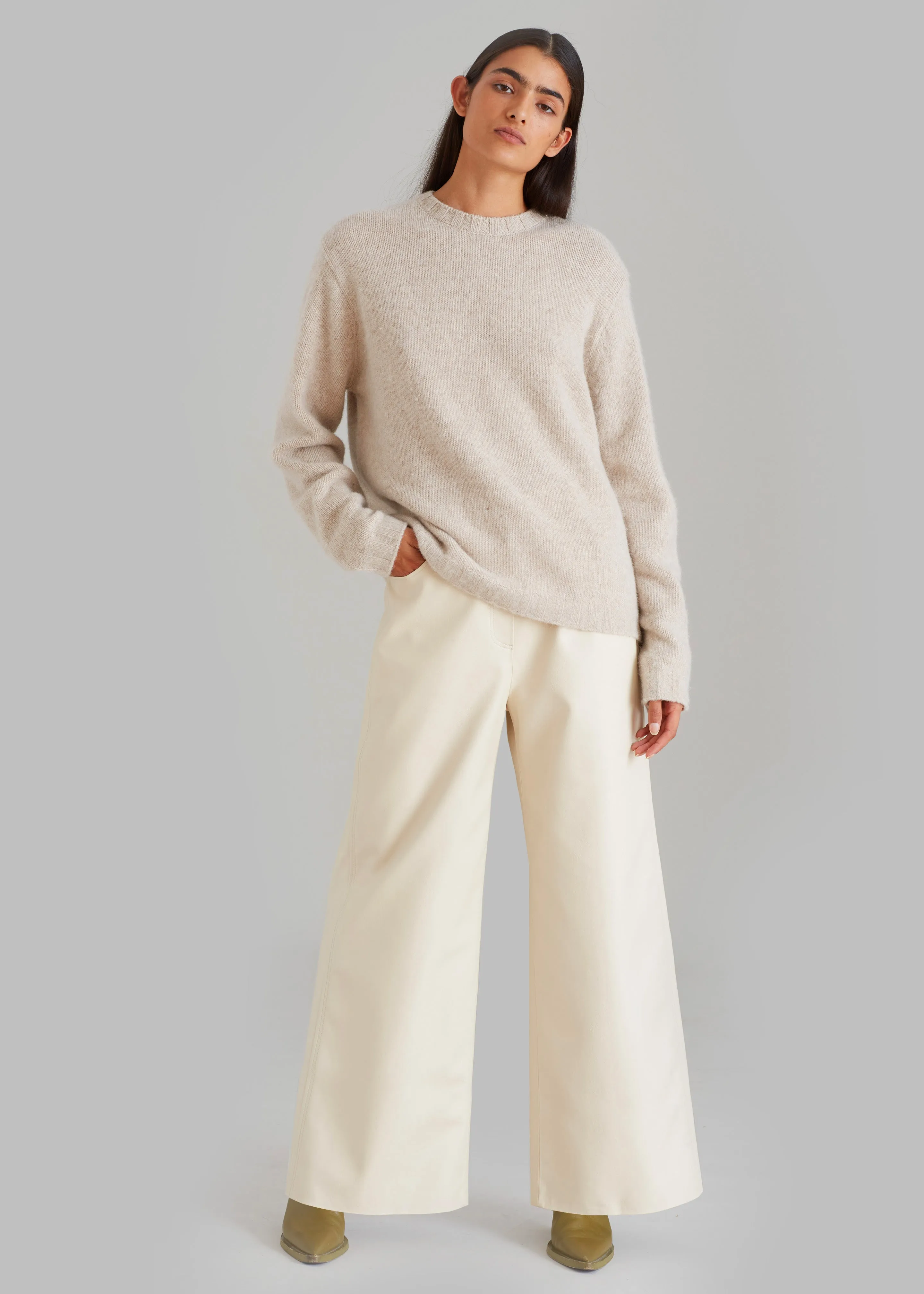 Kira Wide Pants - Beige sold by Frankie Shop