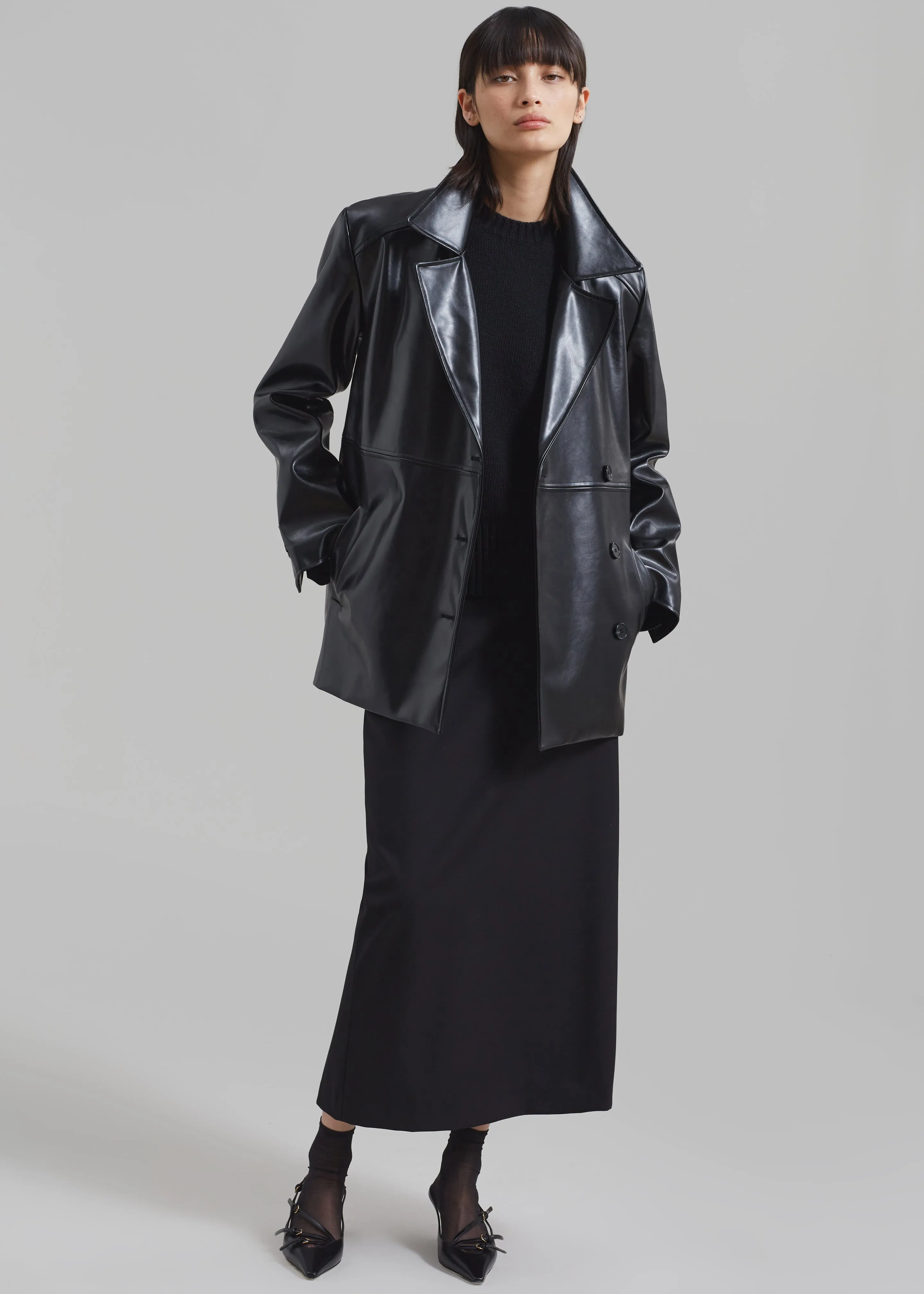 Sawyer Faux Leather Jacket - Black sold by Frankie Shop