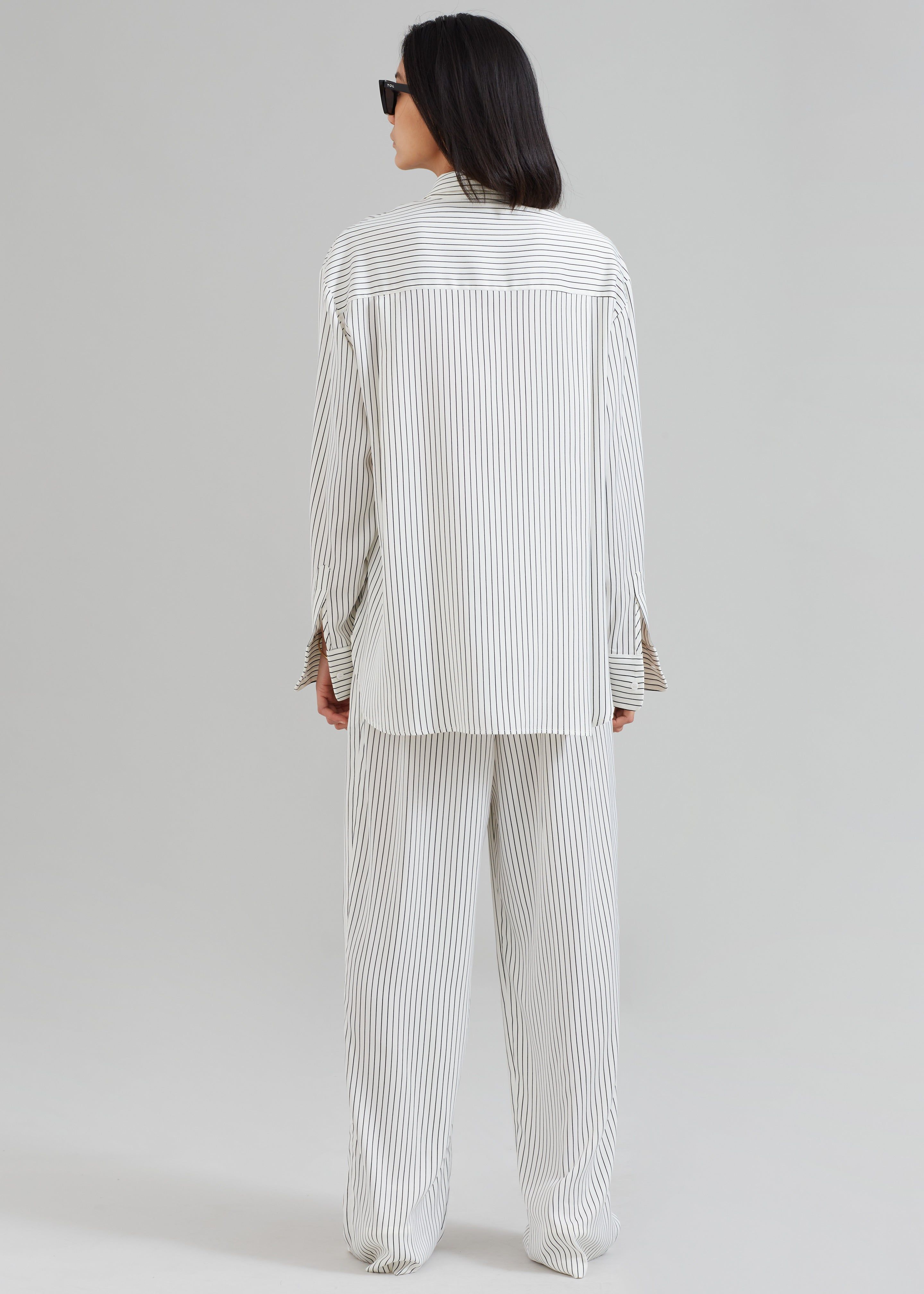 Lui White Satin Shirt - Black Stripe sold by Frankie Shop product image thumbnail 7