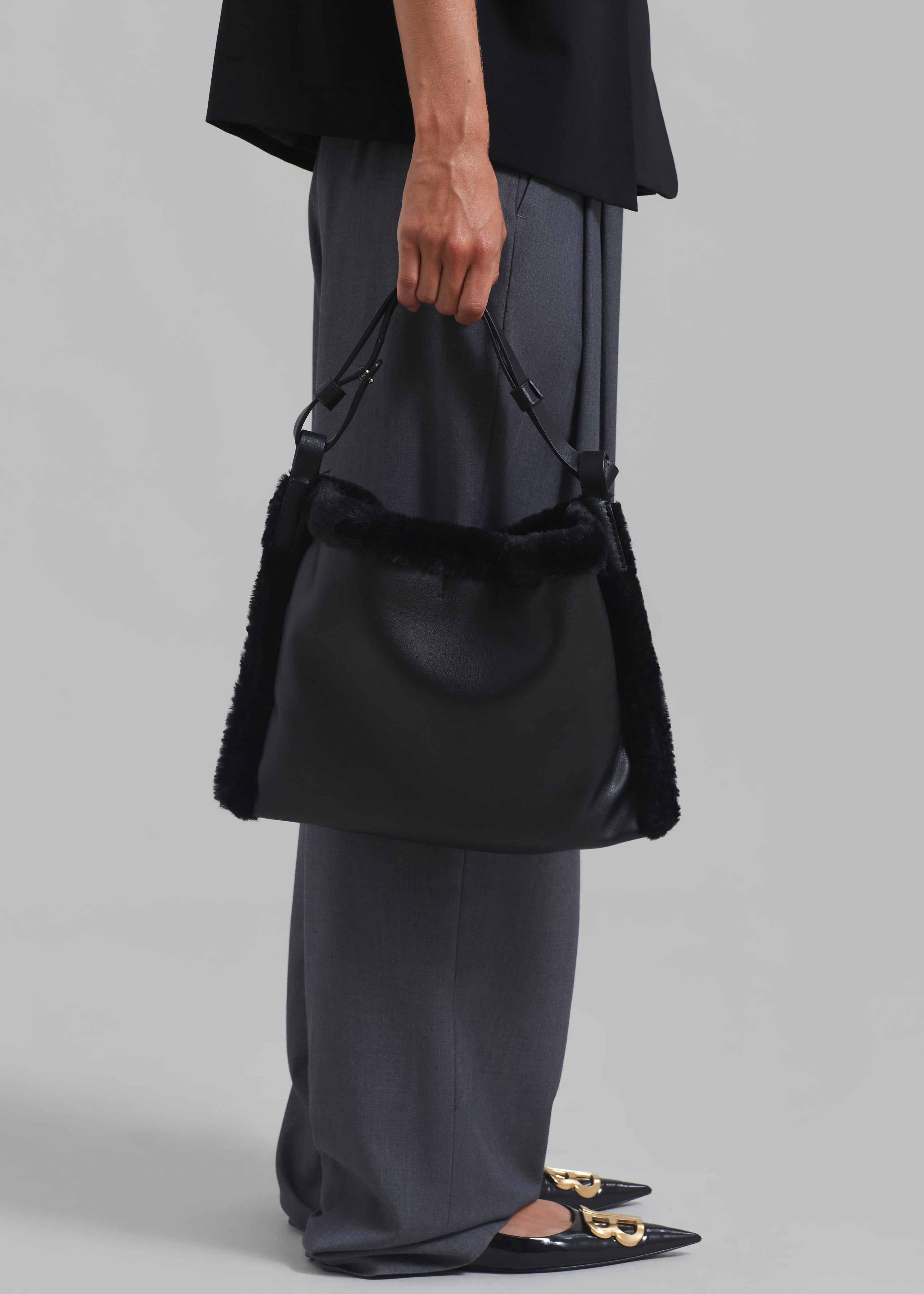 Proenza Schouler White Label Minetta Faux Shearling Bag - Black sold by Frankie Shop product image thumbnail 2