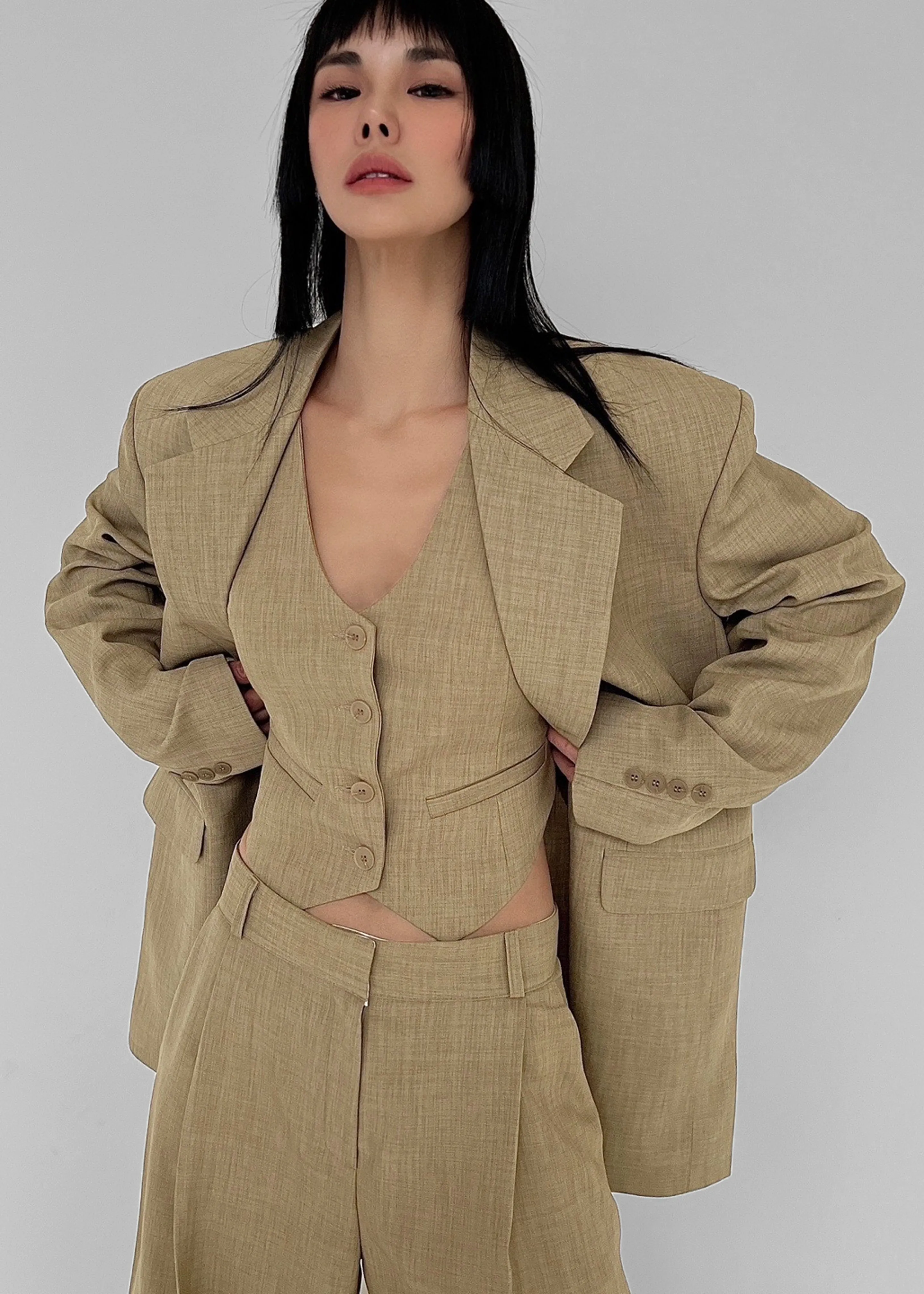 Gladys Blazer - Khaki sold by Frankie Shop product image thumbnail 4