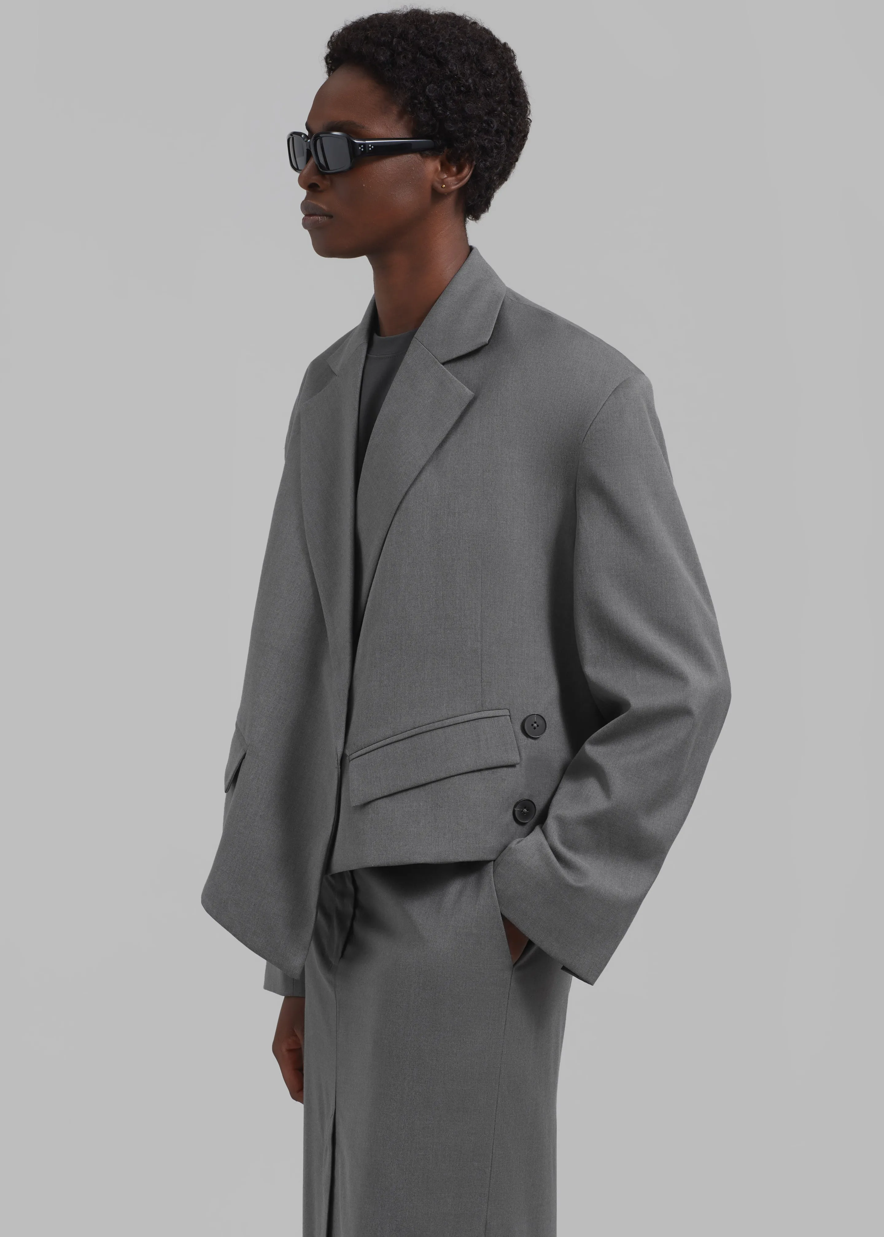 REMAIN Overlap Suiting Blazer - Dark Gull Gray sold by Frankie Shop