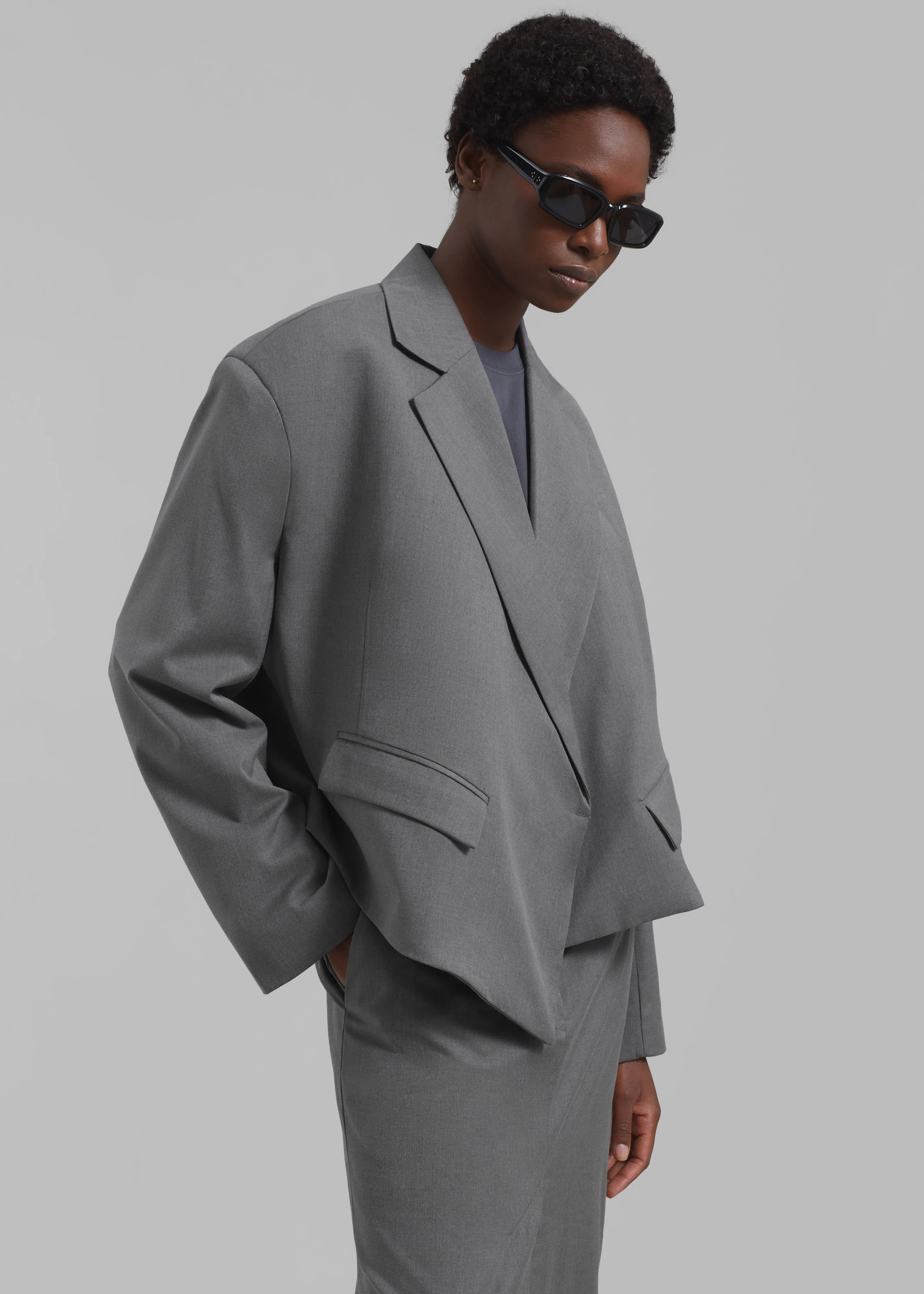 REMAIN Overlap Suiting Blazer - Dark Gull Gray sold by Frankie Shop product image thumbnail 2