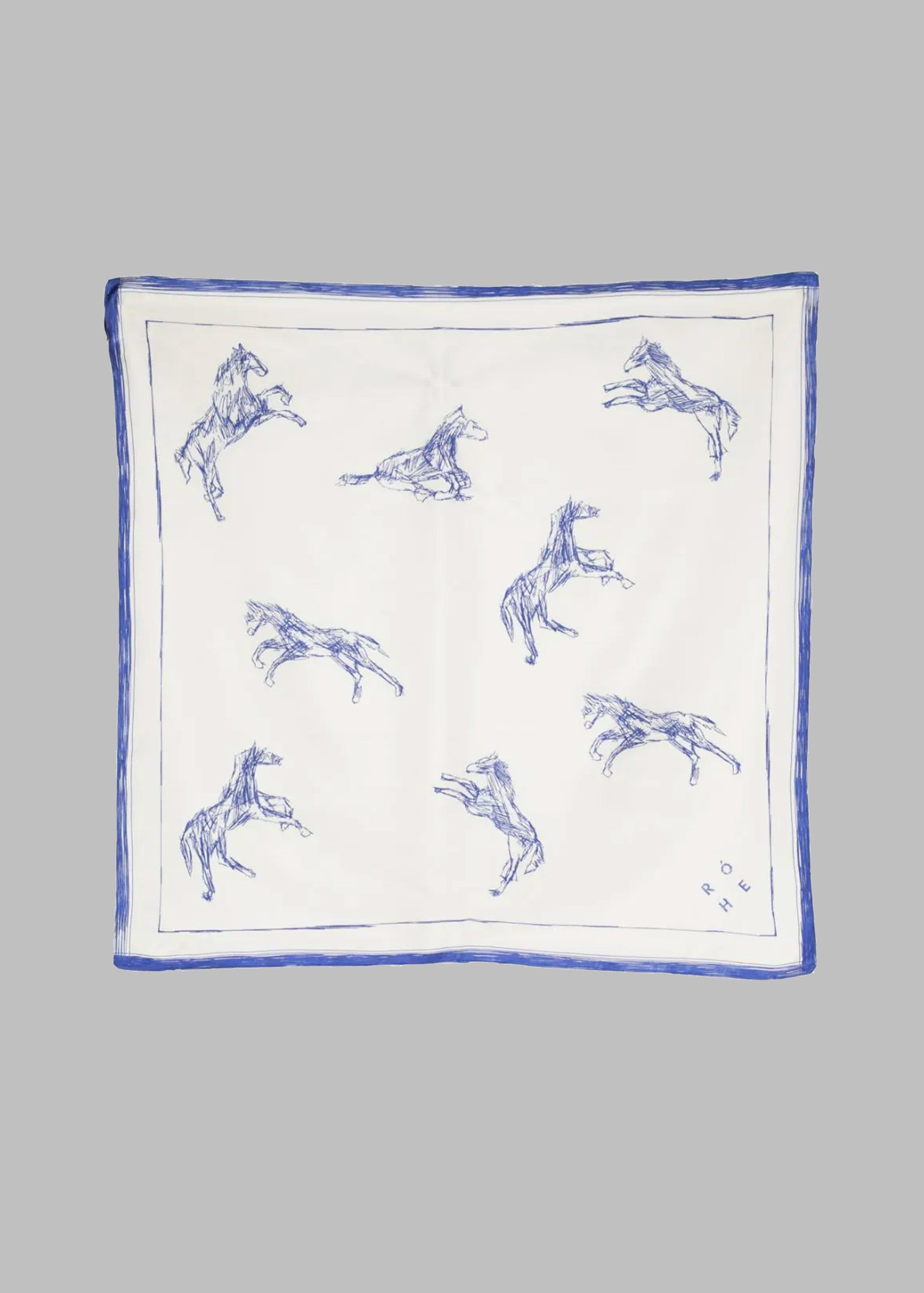 Róhe Silk Ballpoint Horse Scarf - Horse Print Ballpoint Blue sold by Frankie Shop product image thumbnail 3