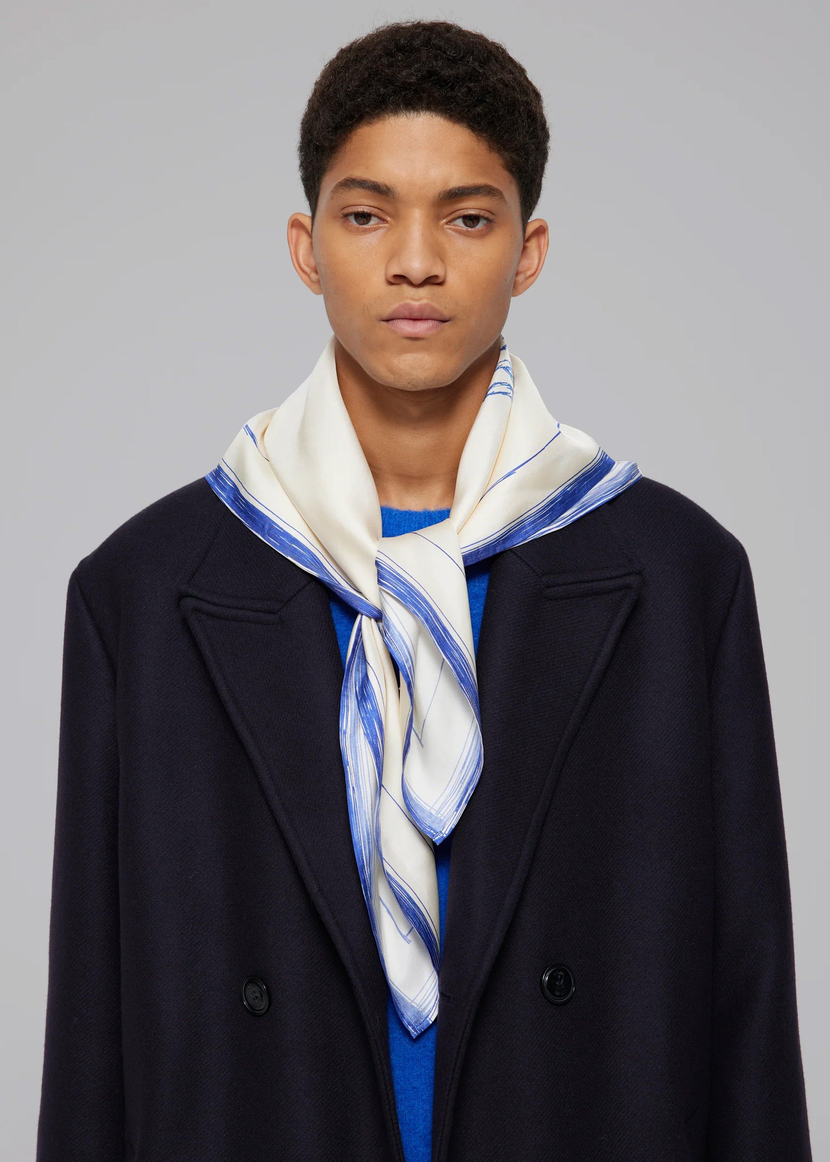 Róhe Silk Ballpoint Horse Scarf - Horse Print Ballpoint Blue sold by Frankie Shop product image thumbnail 5